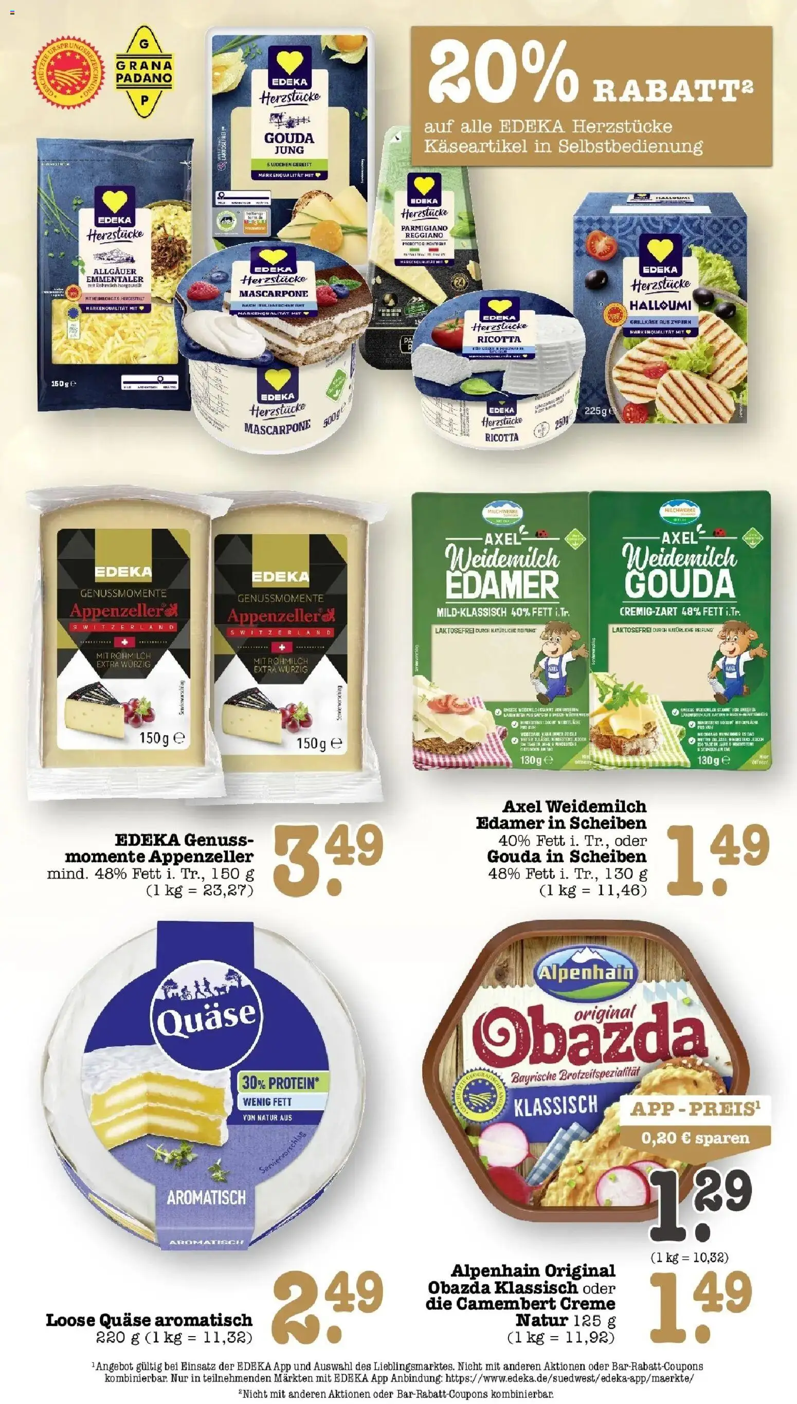 E center Prospekt Karlsruhe (ab 21.09.2026) zum Blättern | Seite: 32 | Produkte: Grana Padano, Gouda, Creme, Edamer