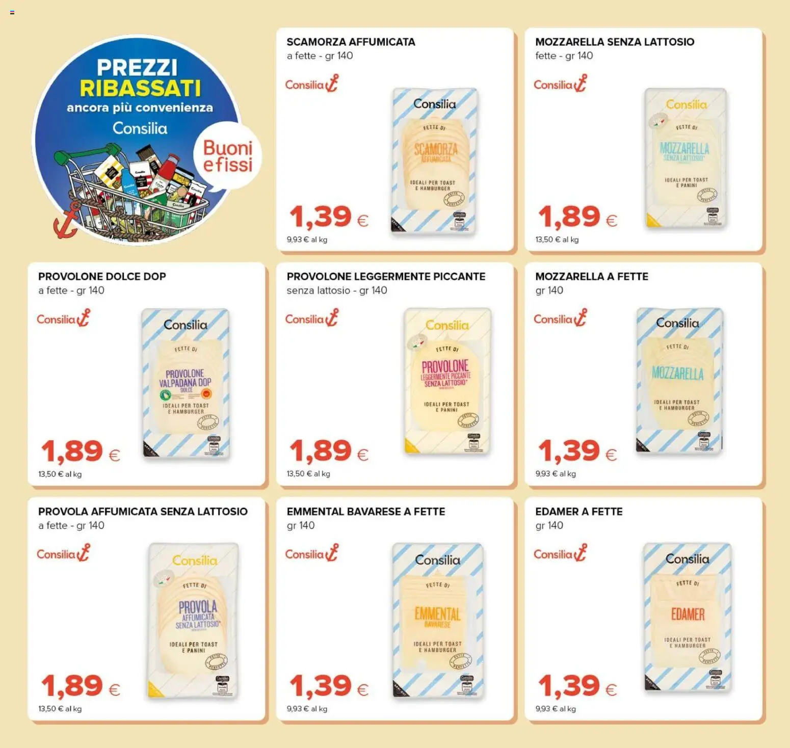 Volantino Tigre del 21/10/2026 | Pagina: 12 | Prodotti: Provolone, Mozzarella, Emmental, Senza lattosio