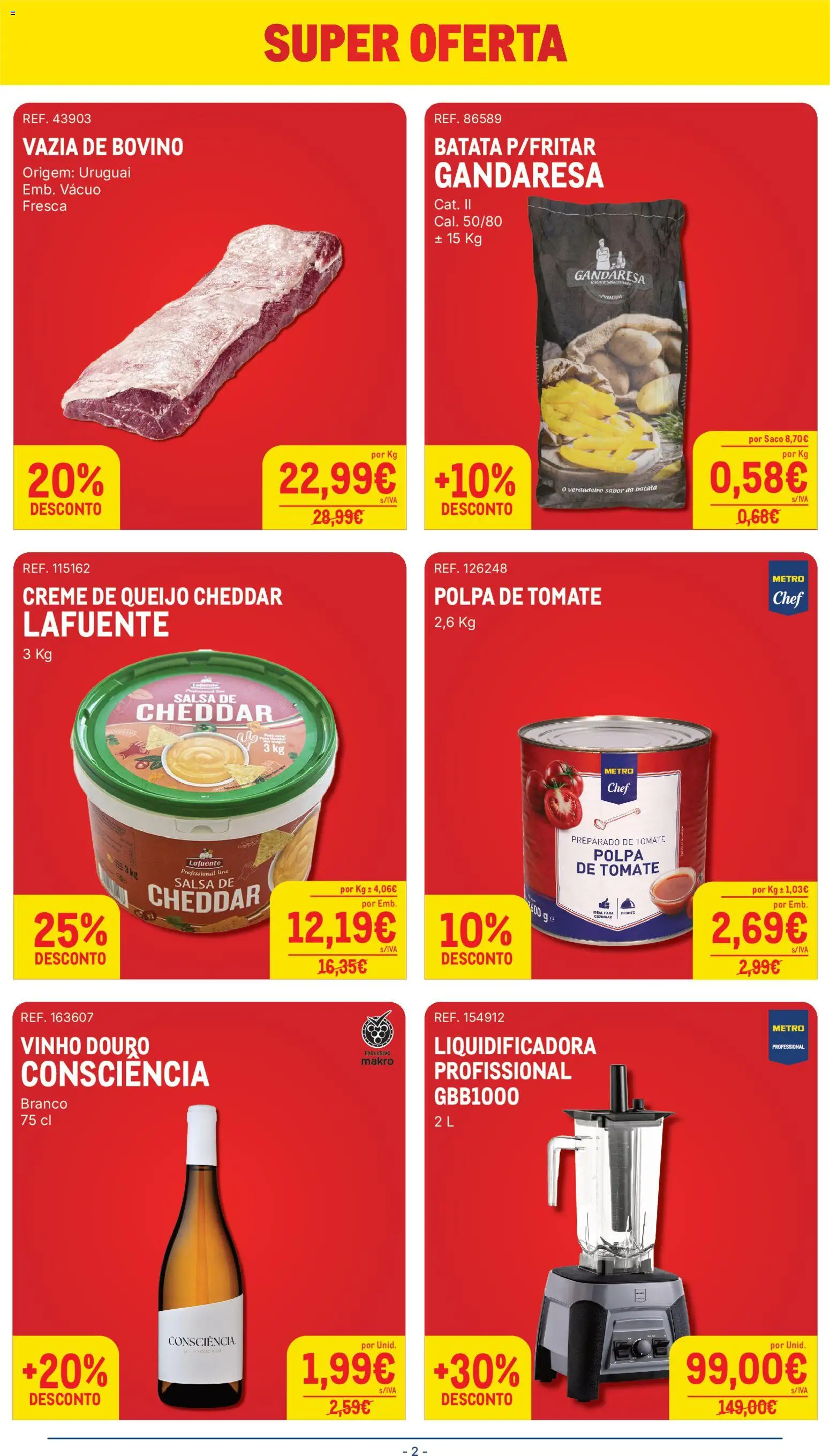 Makro folheto │ válido de 21/07/2026 | Página: 2 | Produtos: Batata, Queijo, Cheddar, Vinho