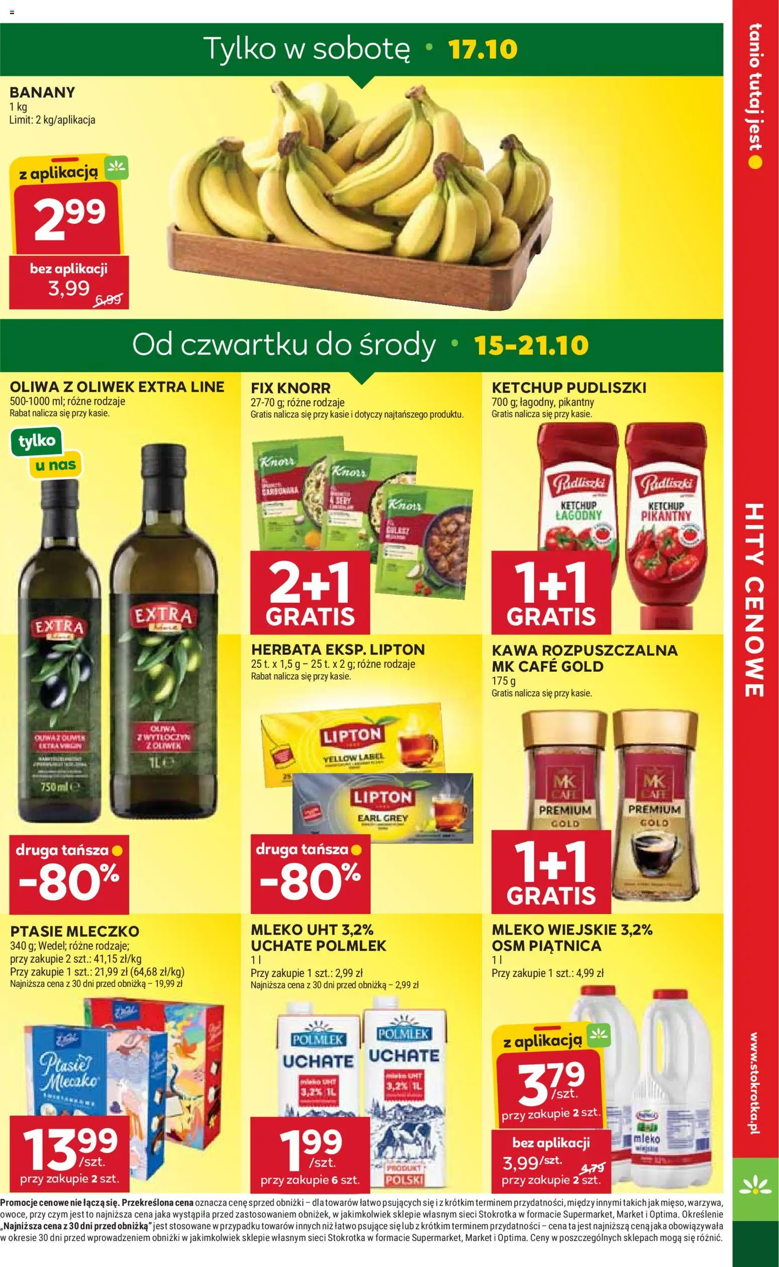 Stokrotka gazetka - Market od 15.10.2026 | Strona: 3 | Produkty: Stokrotka, Mleko UHT, Banany, Herbata