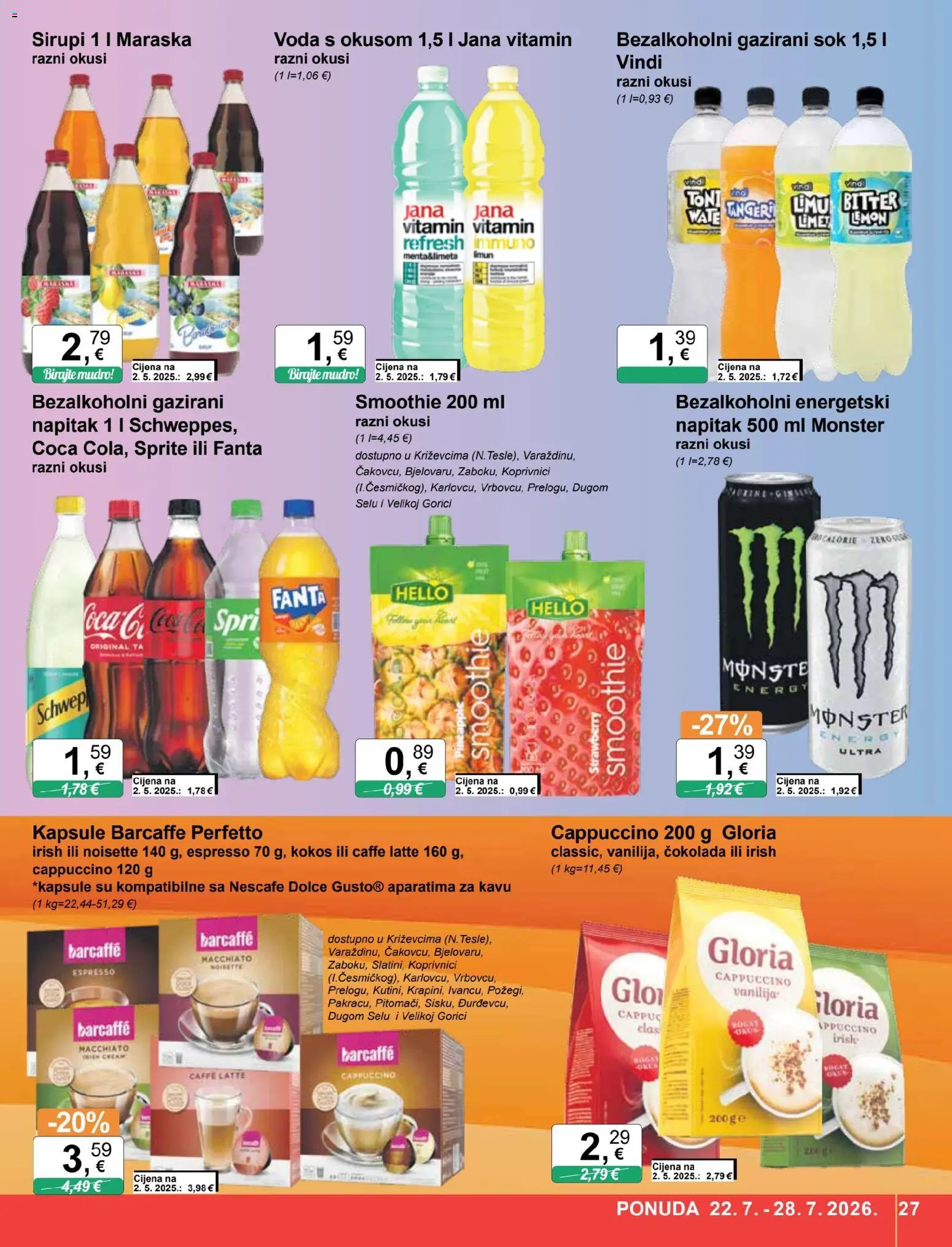KTC katalog | vrijedi od 22.07.2026 | Stranica: 27 | Proizvodi: Sprite, Sok, Barcaffe, Napitak