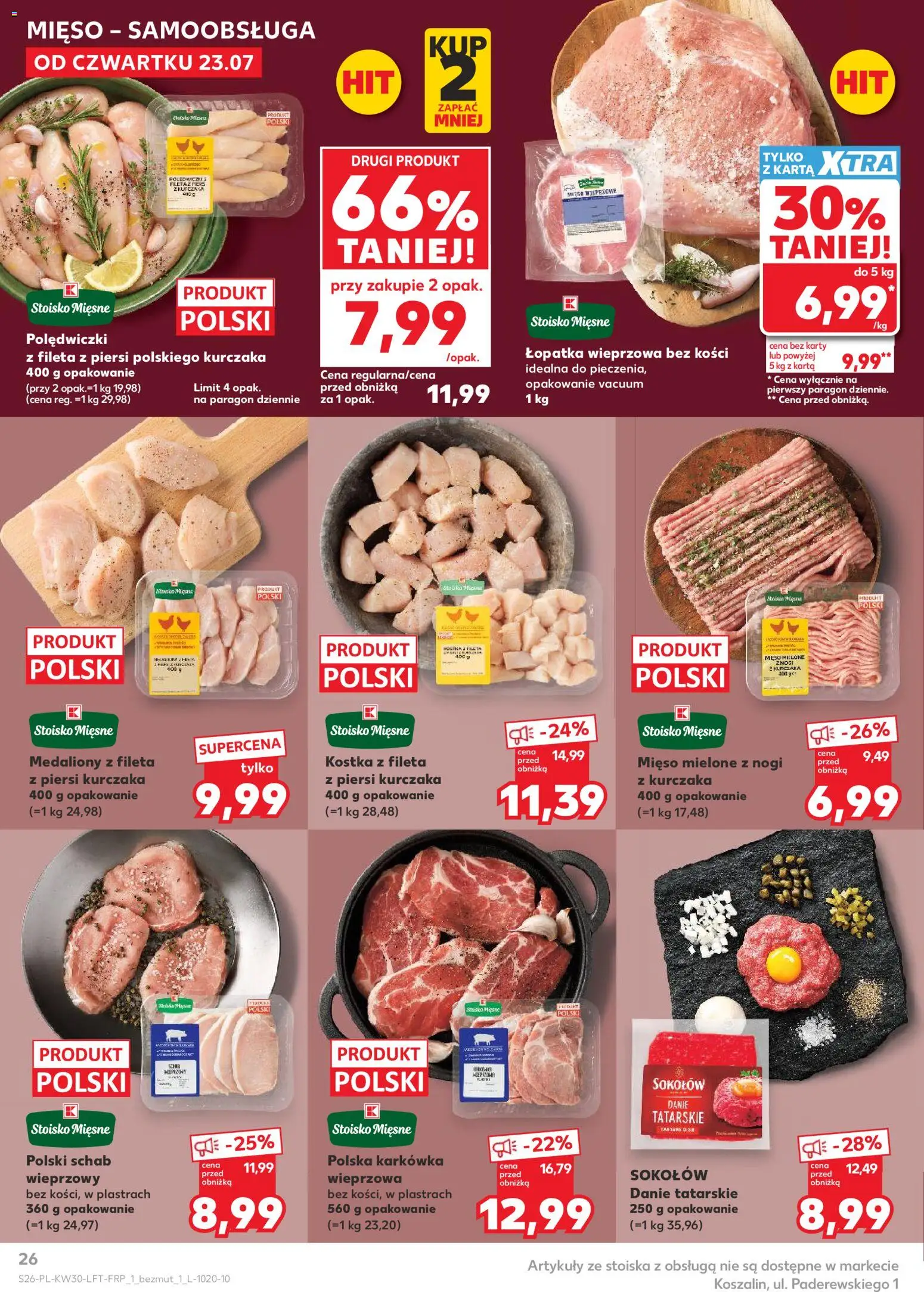 Kaufland gazetka od 23.07.2026 | Strona: 26 | Produkty: Karta, Schab, Karkówka wieprzowa, Mięso