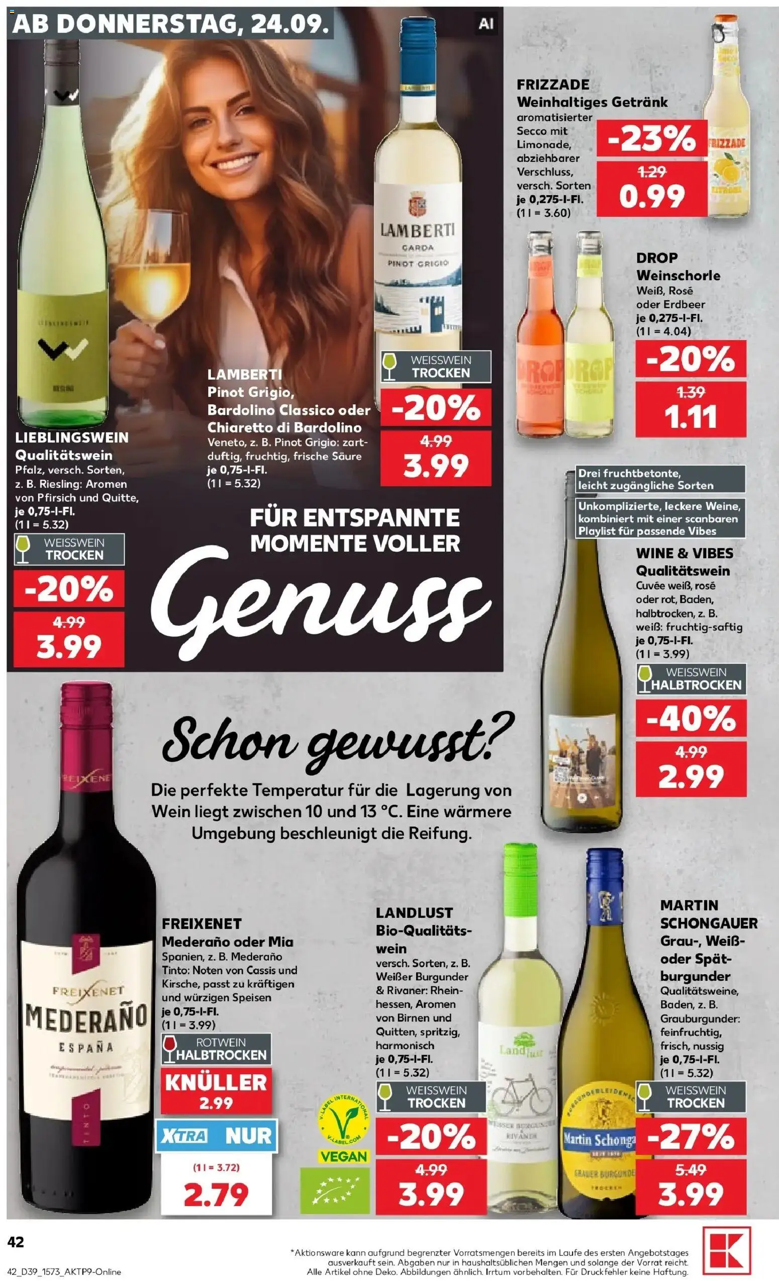 Prospekt Kaufland ab 24.09.2026 » Angebote Online zum Blättern | Seite: 42 | Produkte: Freixenet, Weißwein, Weißwein halbtrocken, Weinschorle
