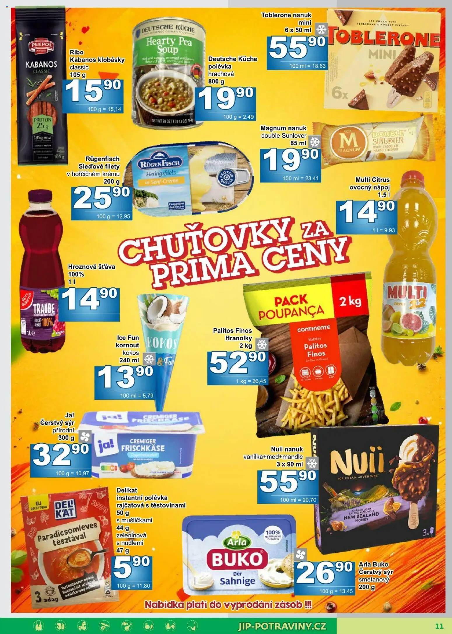 Jip leták od 29.07.2026 | Strana: 11 | Produkty: Nanuk, Toblerone, Šťáva, Čerstvý sýr