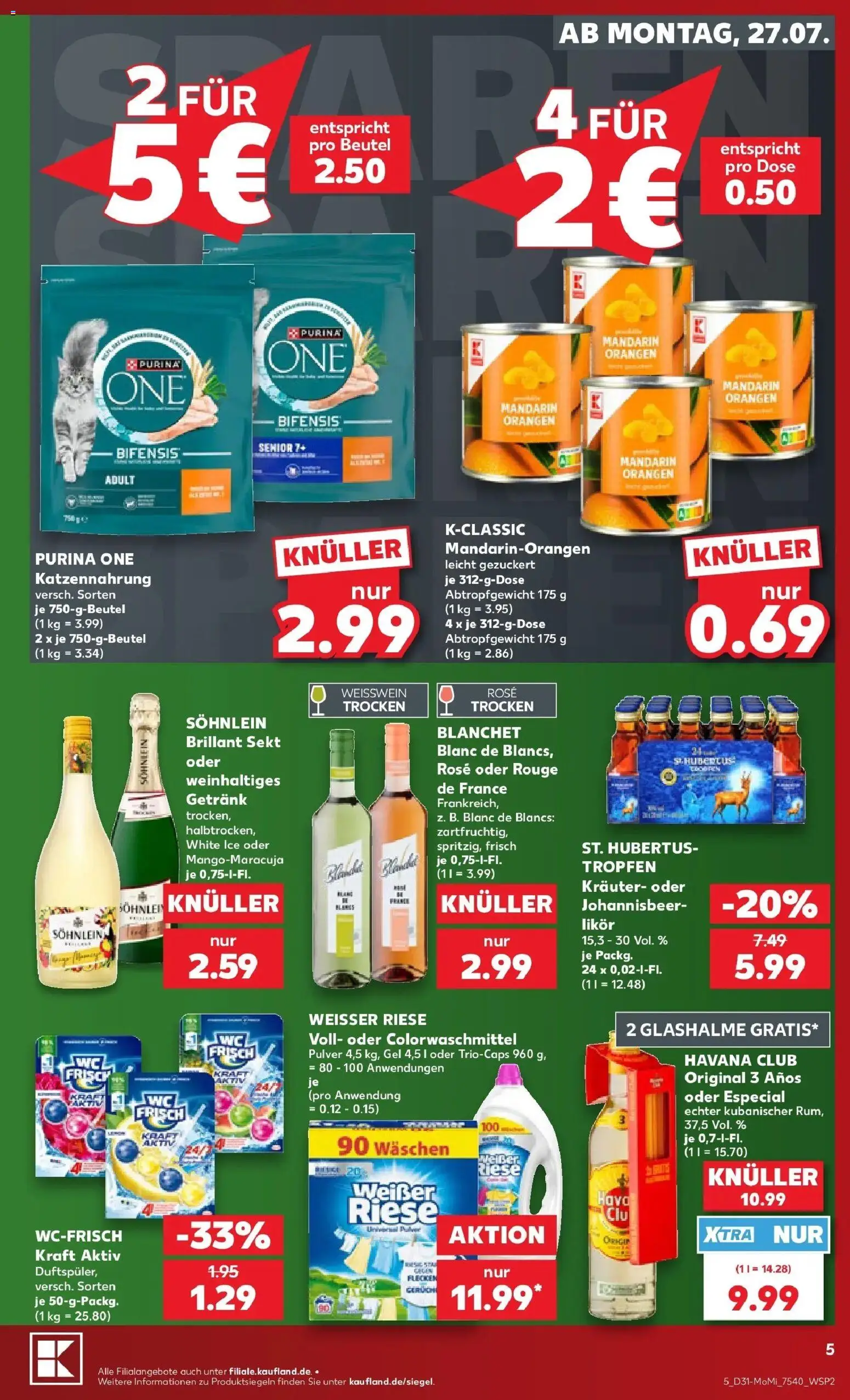 Kaufland Prospekt Blankenfelde-Mahlow – gültig ab 27.07.2026 | Seite: 5 | Produkte: Purina one, Weißwein, Sekt, Rouge