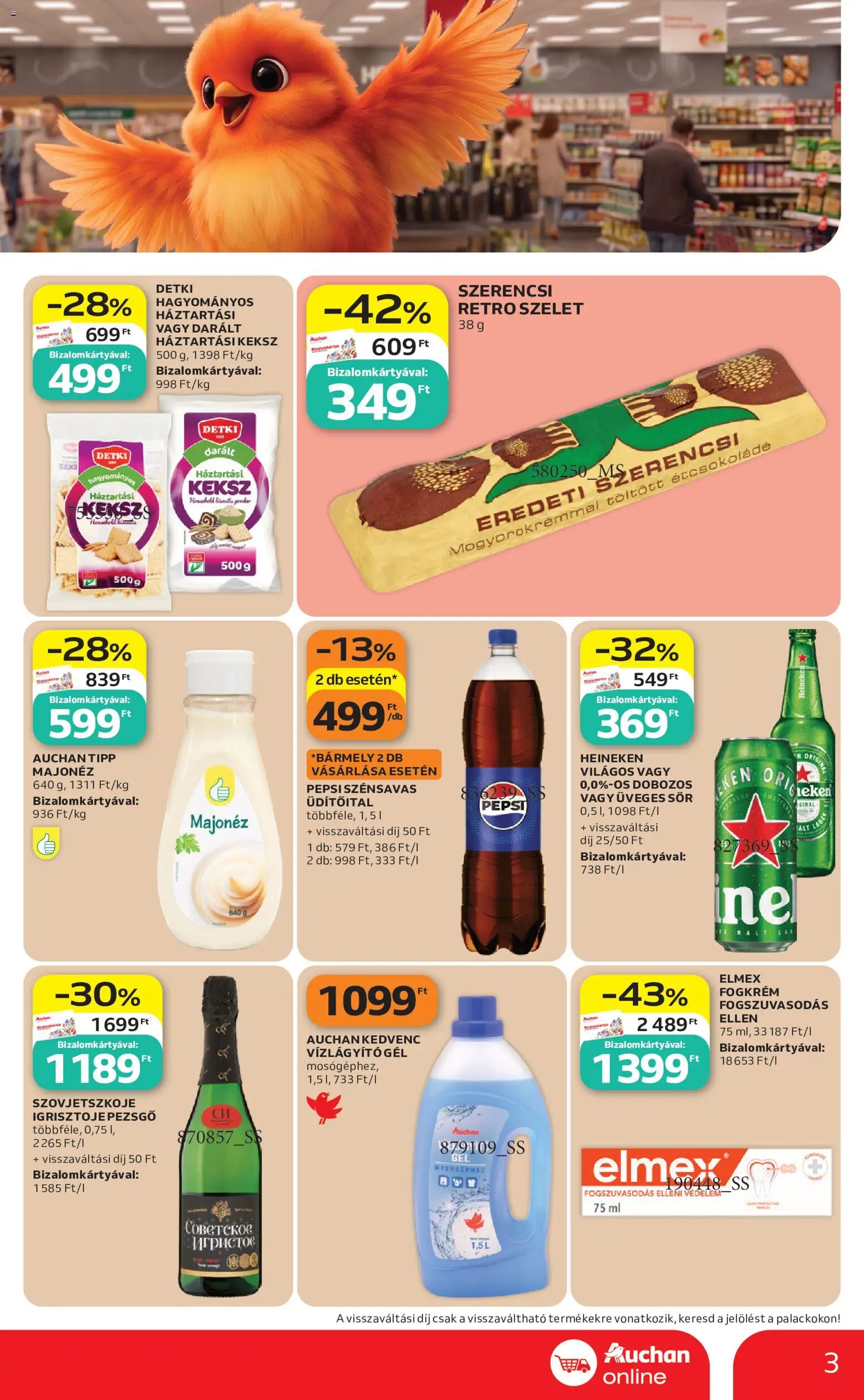 Auchan akciós ujság - amely érvényes a következő dátumtól: 2026.10.08. | Oldal: 3 | Termékek: Üdítőital, Pepsi, Elmex, Detki