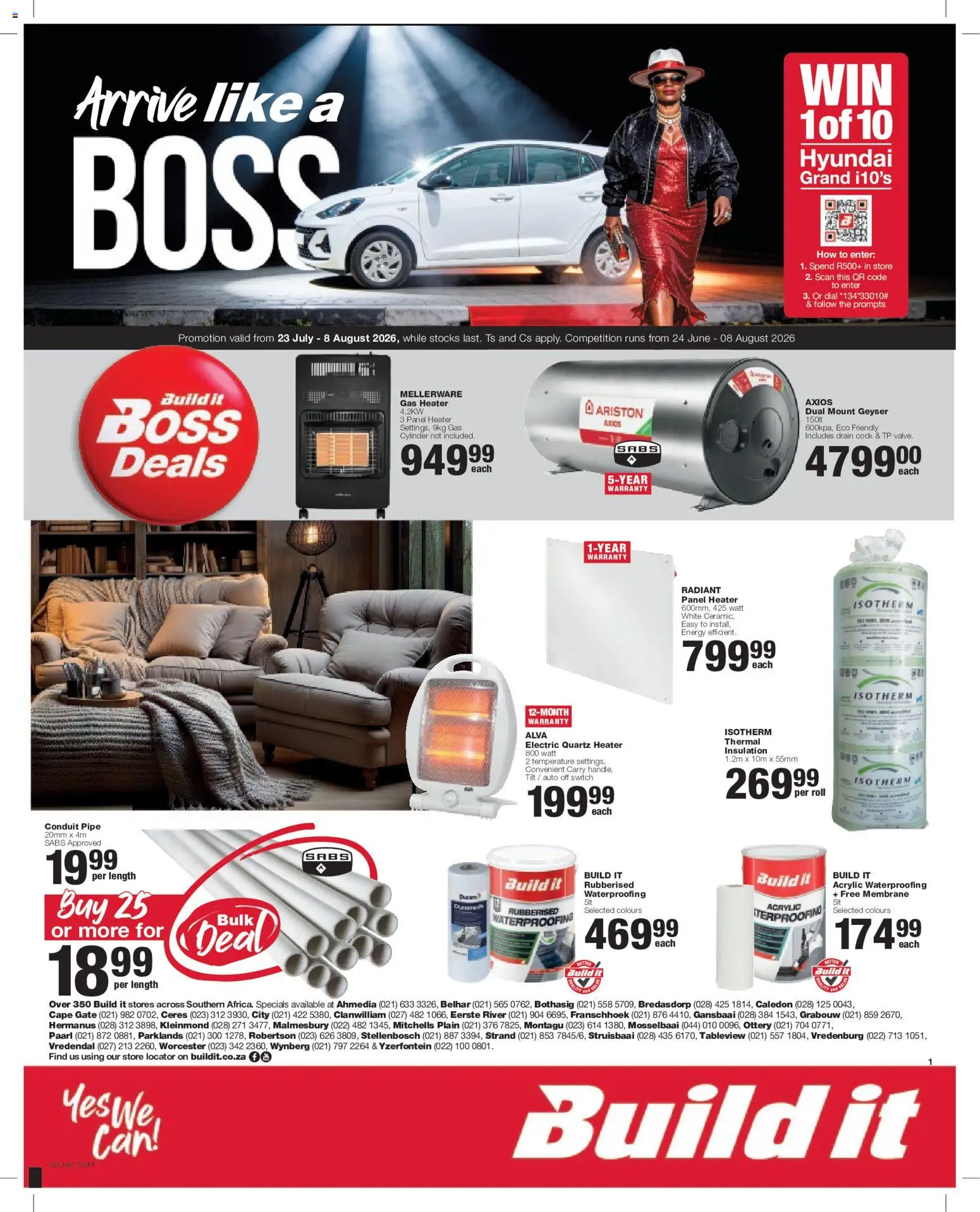 New Build It catalogue – valid from 23/07/2026 | Page: 1 | Products: Switch, Heater, Geyser, Pipe