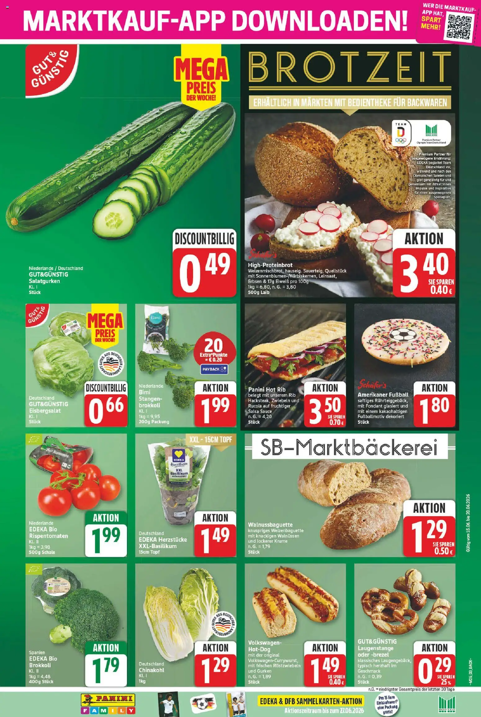 Marktkauf Prospekt – gültig ab 15.06.2026 | Seite: 3 | Produkte: Rucola, Eisbergsalat, Fußball, Gurken