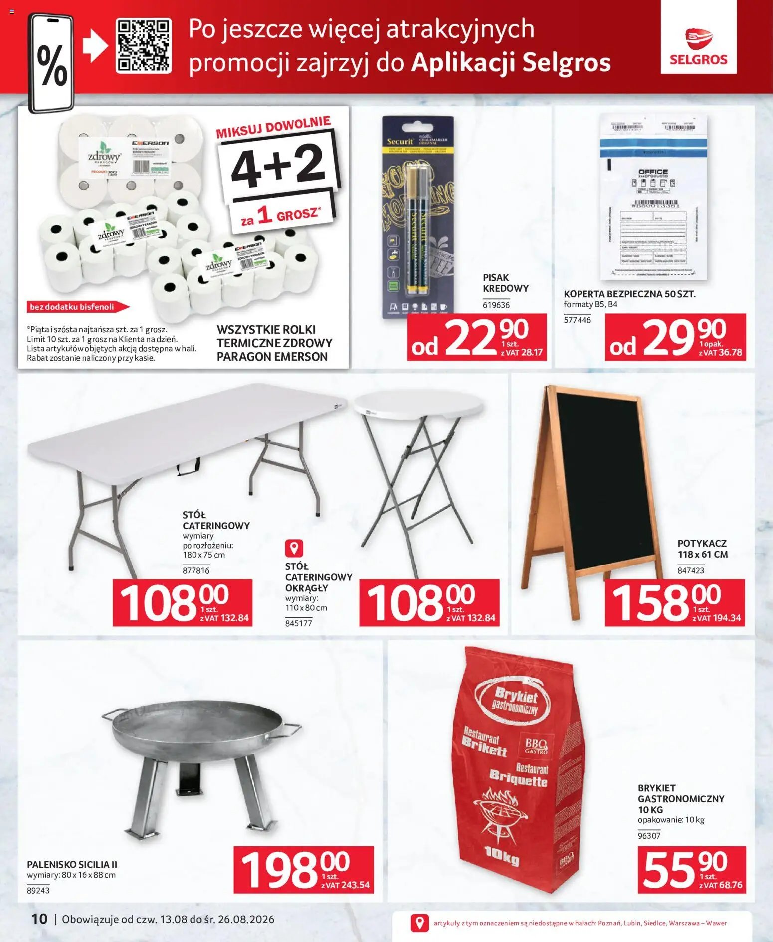 Selgros cash&carry gazetka - Oferta dla gastronomii od 13.08.2026 | Strona: 10 | Produkty: Rolki, Stół