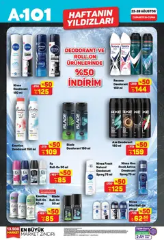 22 Ağustos 2026 tarihinden itibaren geçerli olan A101 kataloğu önizlemesi | Sayfa: 6 | Ürünler: Deodorant, Koku
