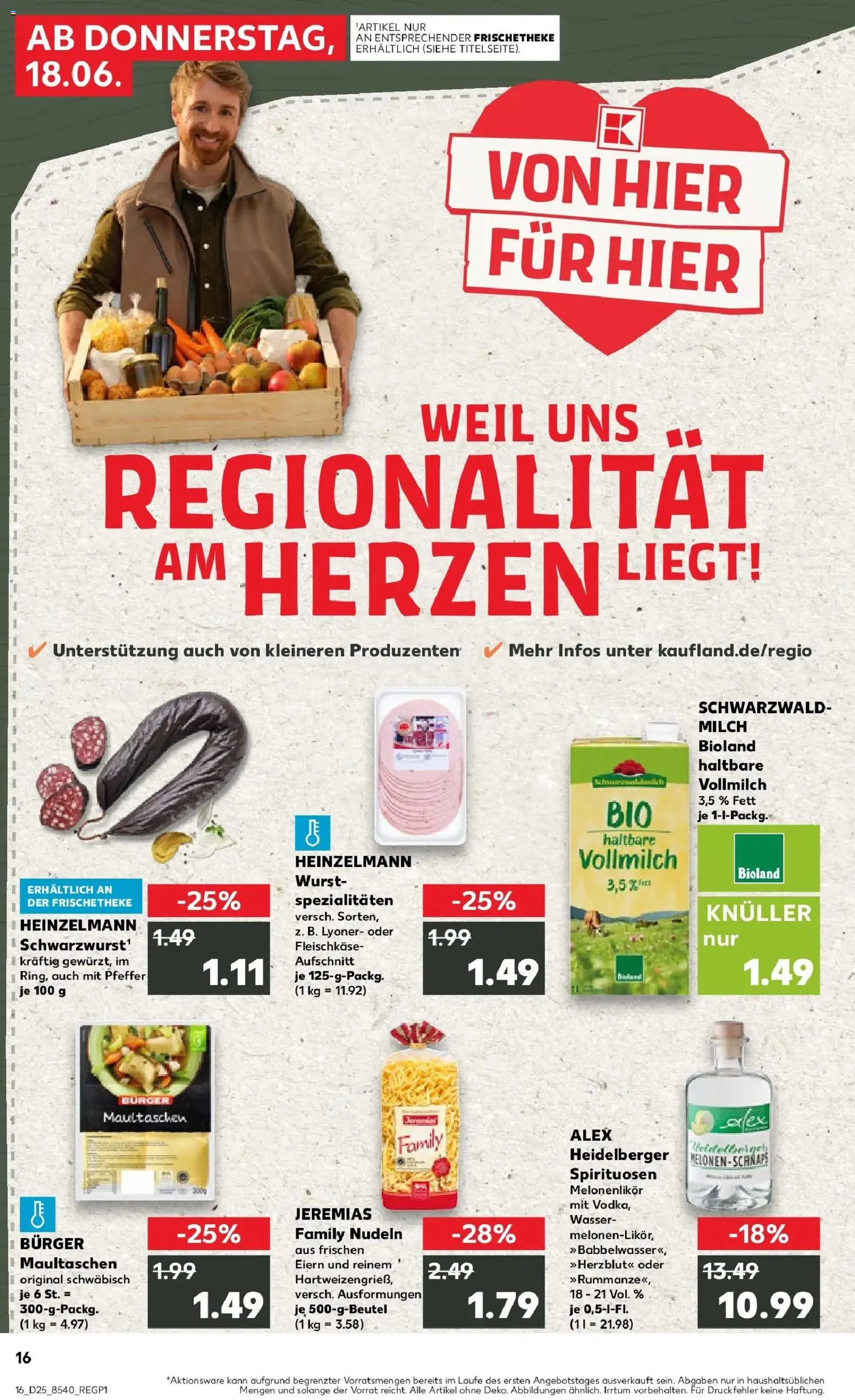 Kaufland Prospekt Östringen – gültig ab 14.06.2026 | Seite: 25 | Produkte: Burger, Wasser, Pfeffer, Maultaschen