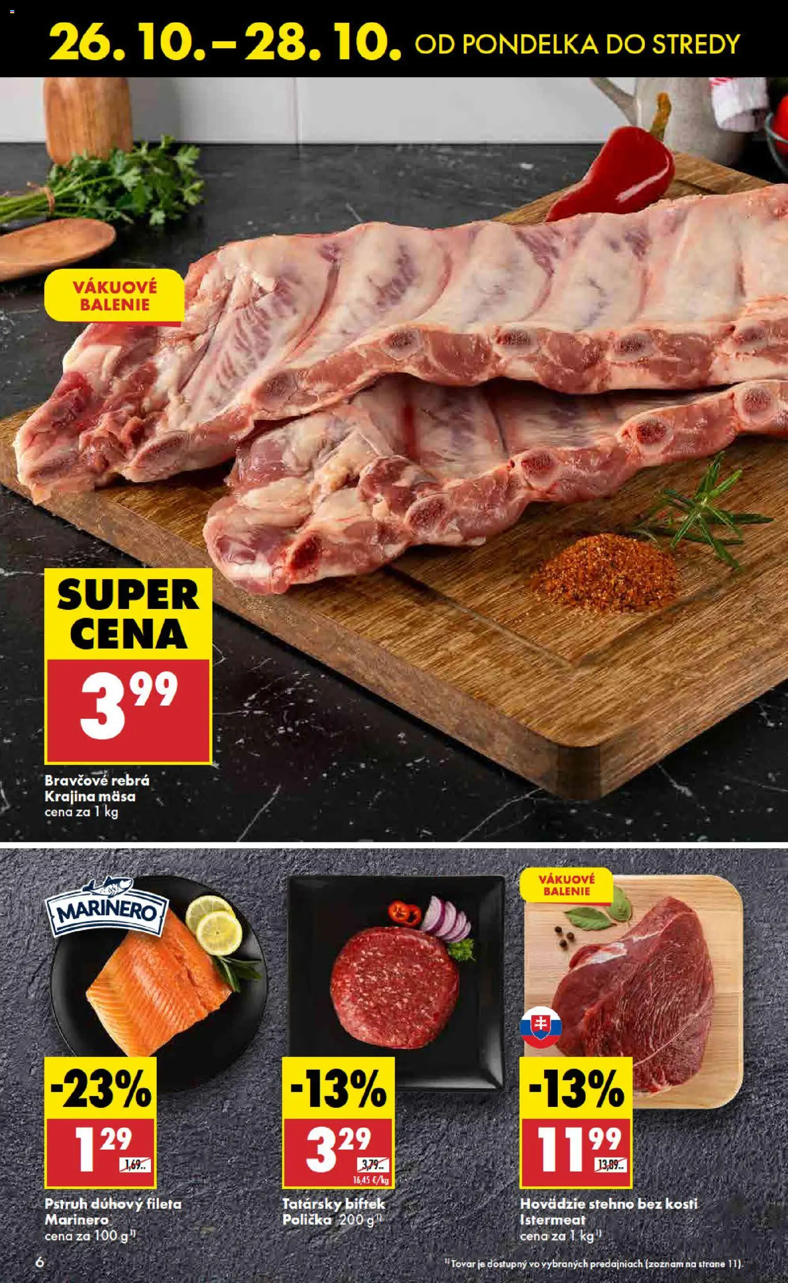 Nové Biedronka akcie – leták je platný od 26.10.2026 | Strana: 6 | Produkty: Pstruh, Tatársky biftek, Steak, Hovädzie stehno