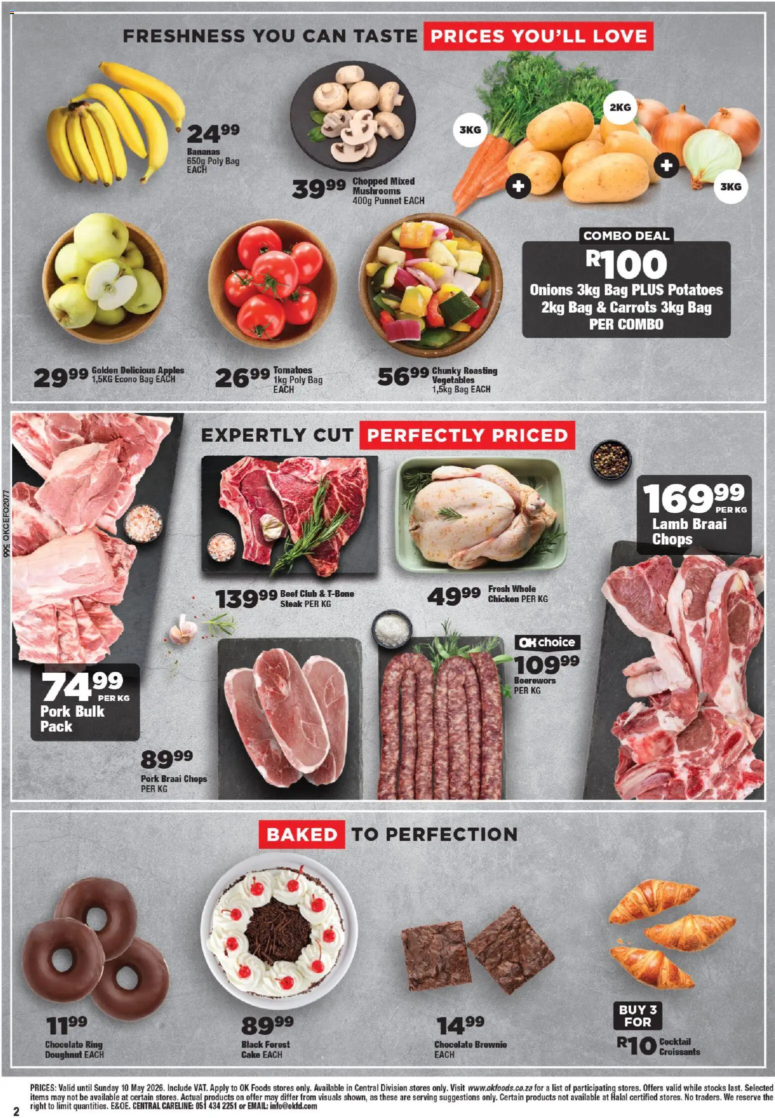 New OK Foods catalogue – valid from 24.04.2026 | Page: 2 | Products: Cake, Apples, Tomatoes, Carrots