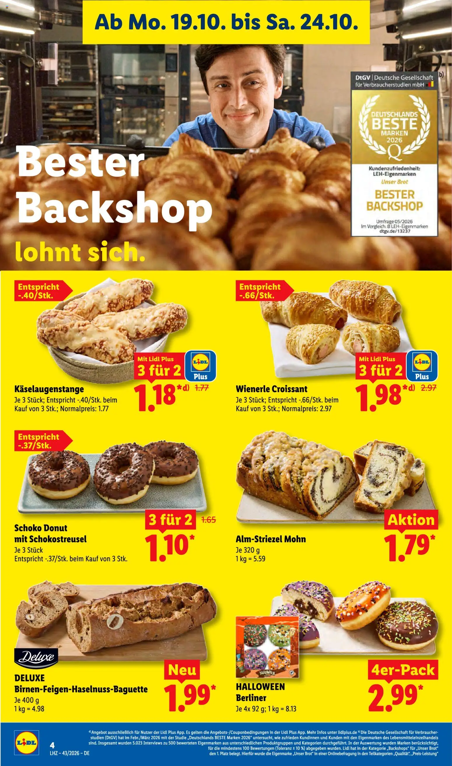 Lidl Německo leták od 19.10.2026 | Strana: 10 | Produkty: Donut, Deluxe, Croissant