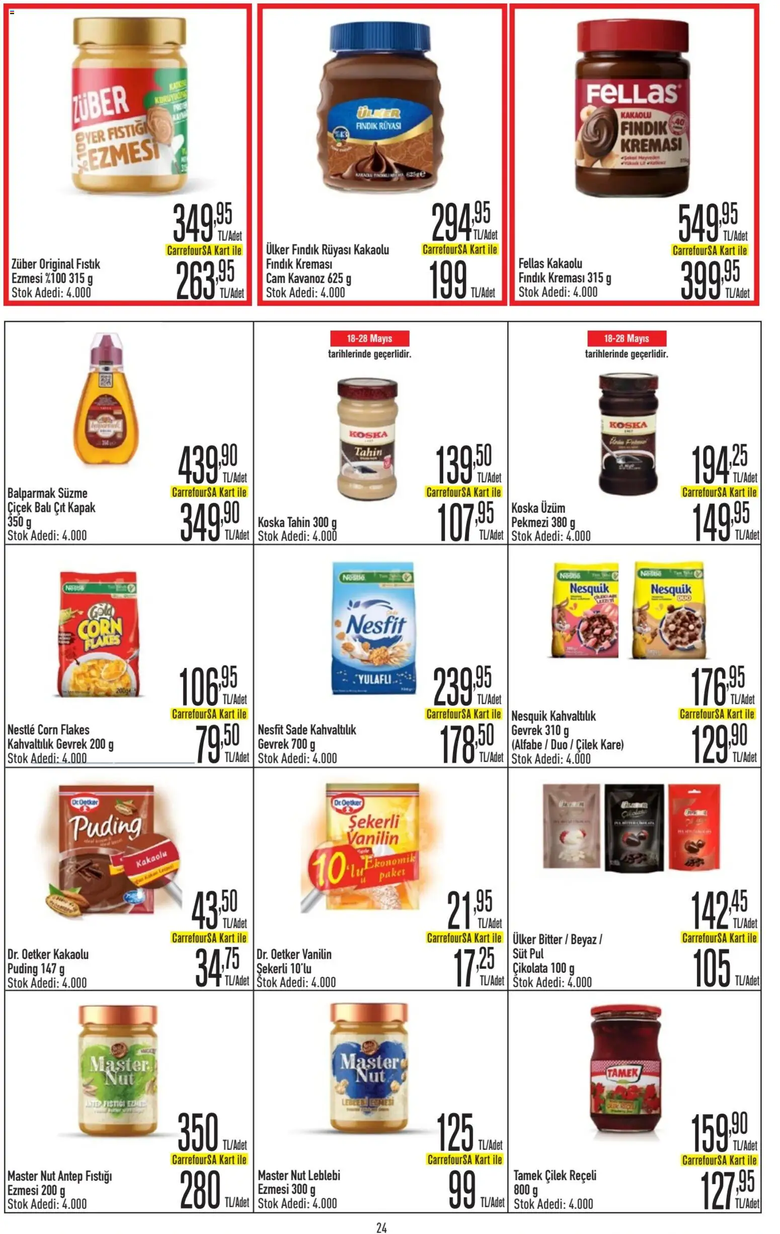 CarrefourSA Katalog - 18.05.2026 tarihinden itibaren geçerlidir | Sayfa: 24 | Ürünler: Fıstık, Süt, Fındık, Yer fıstığı