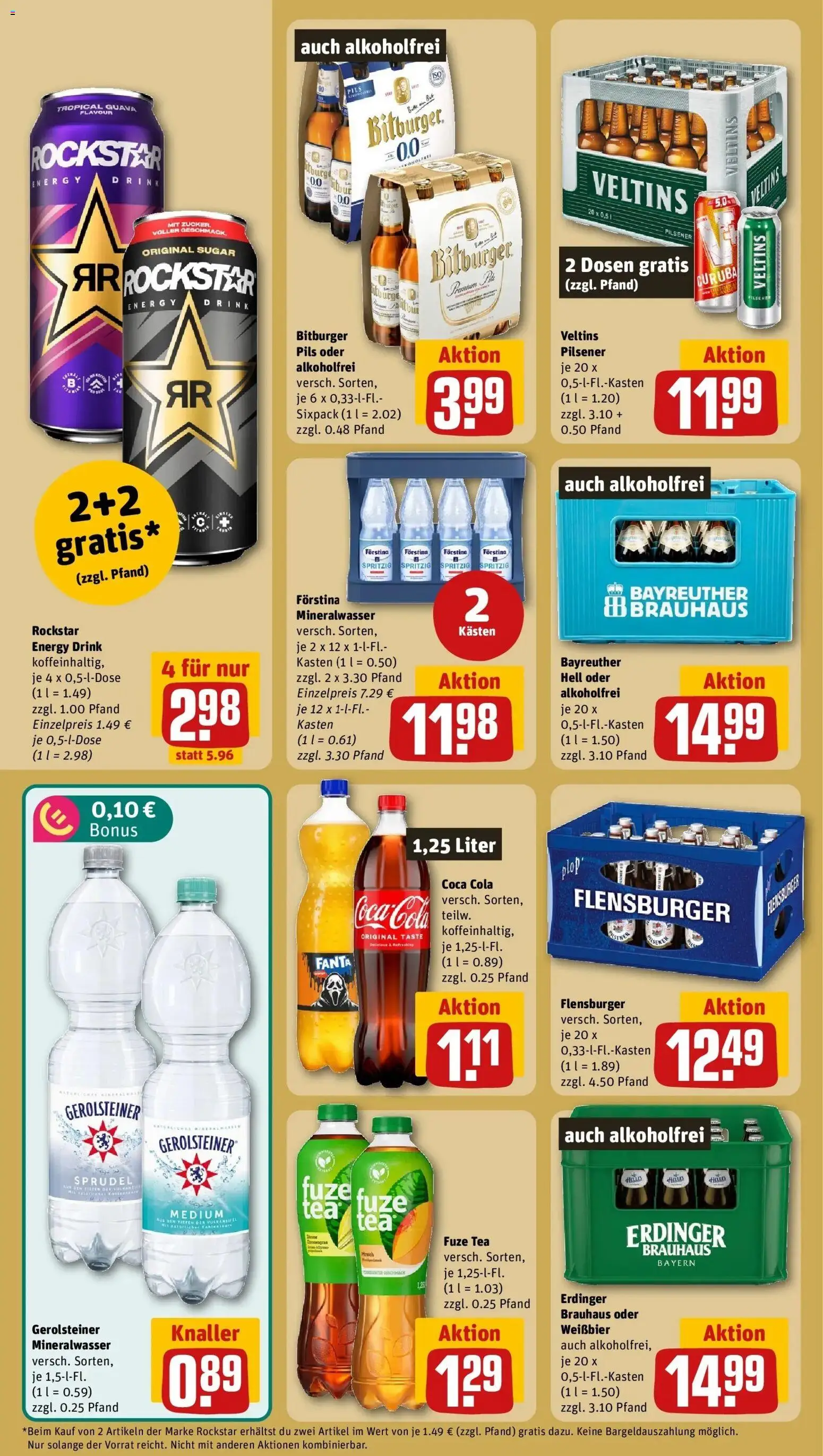 REWE Prospekt ab 07.09.2026 zum Blättern » Angebote | Seite: 18 | Produkte: Bitburger, Fuze tea, Rockstar, Gerolsteiner