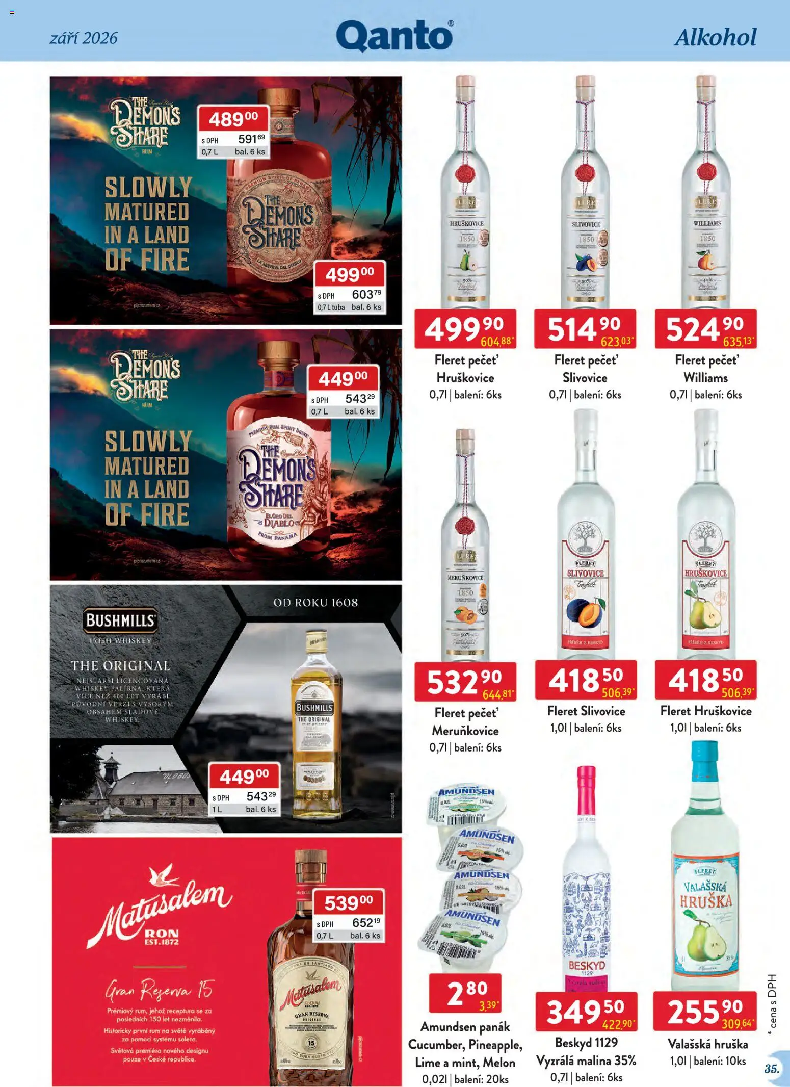 Astur & Qanto leták - Velkoobchod 09/2026 od 01.09.2026 | Strana: 35 | Produkty: Rum, Whiskey, Bushmills, Alkohol
