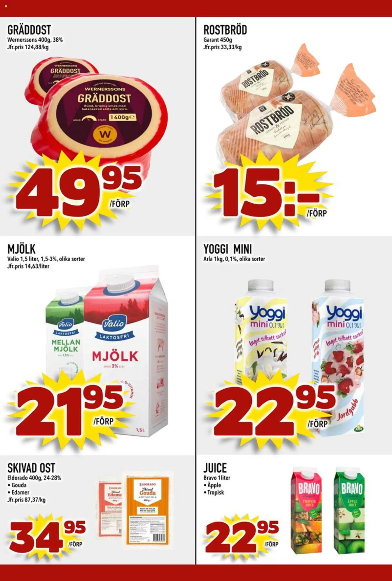 Din Mat reklamblad aktuell från 08.06.2026 | Sida: 4 | Produkter: Rostbröd, Ost, Juice, Äpple