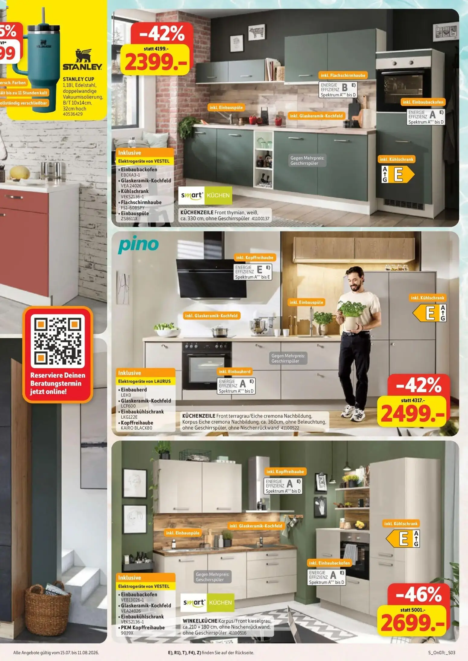 Sconto Küchenspezial Erfurt – gültig ab 15.07.2026 | Seite: 3 | Produkte: Geschirrspüler, Küchenzeile, Kühlschrank, Kuchen