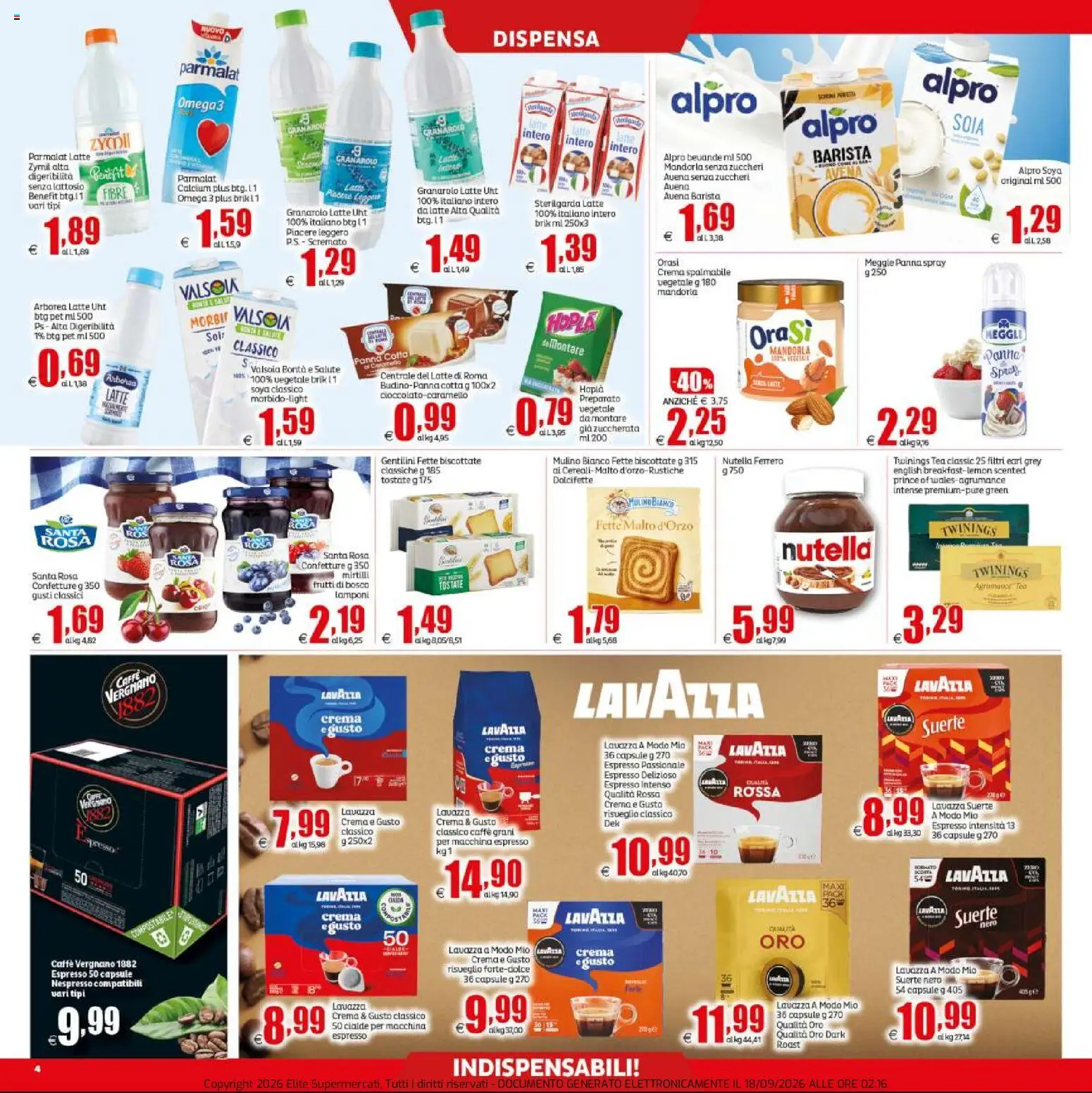 Volantino Elite Supermercati del 18/09/2026 | Pagina: 4 | Prodotti: Frutti di bosco, Mandorla, Latte, Omega 3