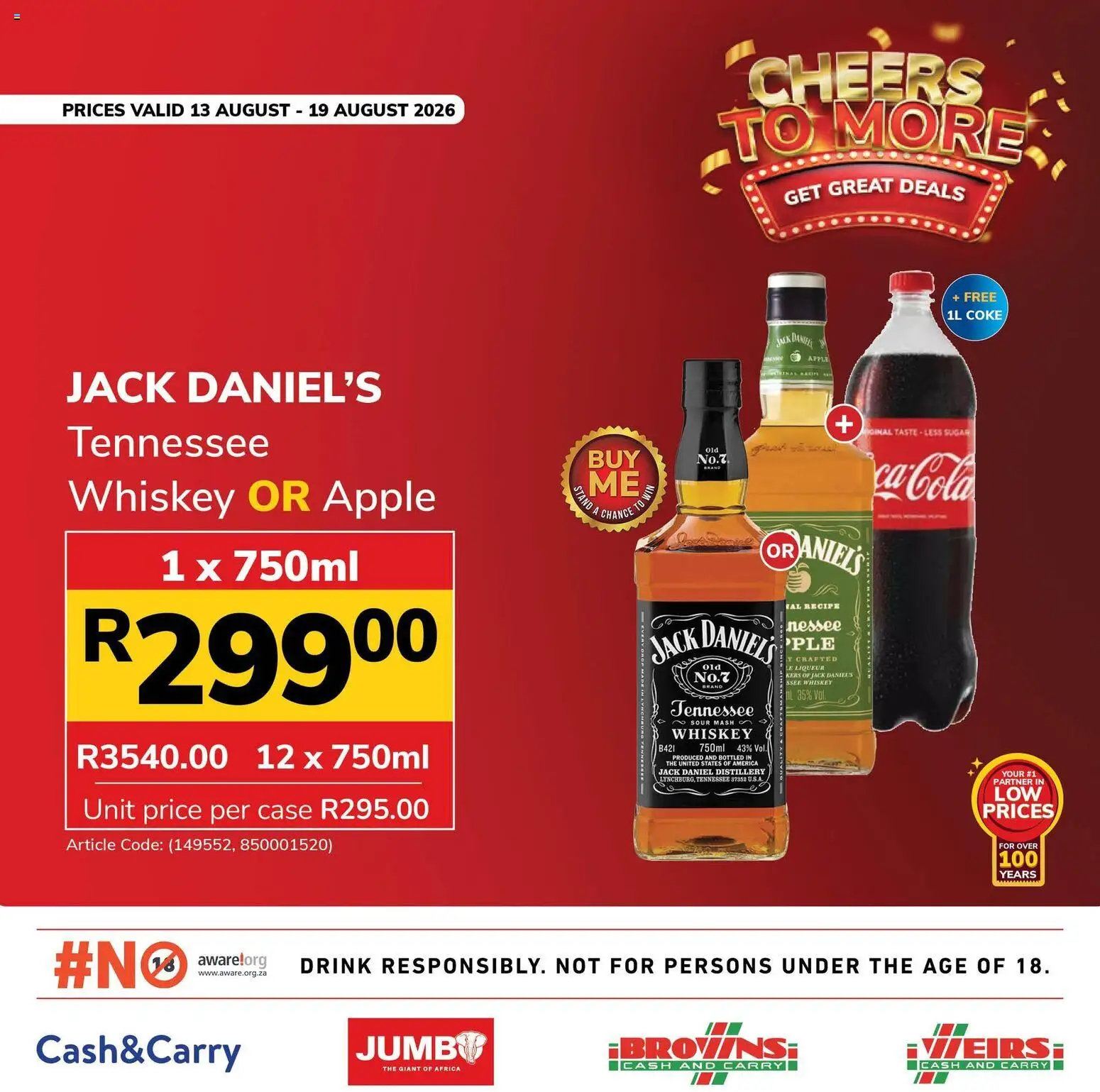 New Jumbo catalogue – valid from 13/08/2026 | Page: 1 | Products: Case, Coke, Whiskey, Sugar
