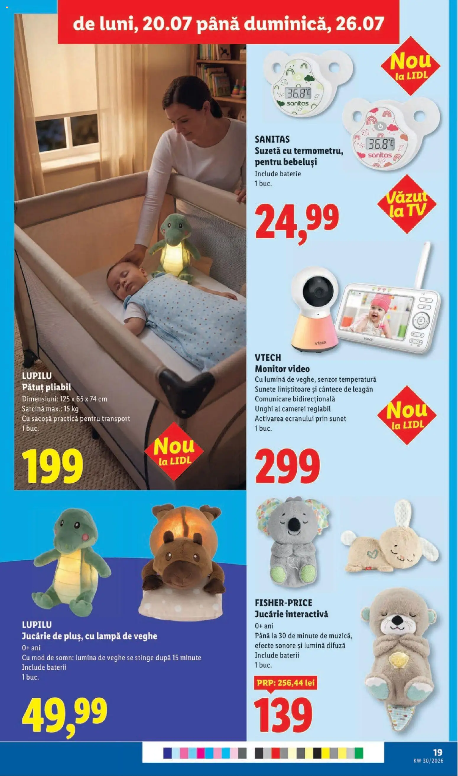 Noul catalog Lidl – valabil de la 20.07.2026 | Pagină: 19 | Produse: Suzetă, Monitor, Video, Baterie