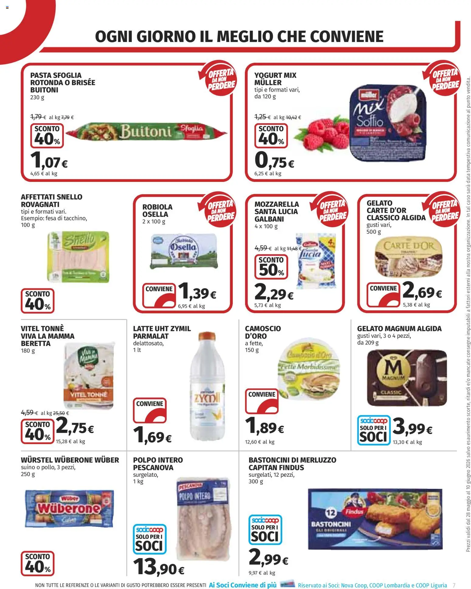 Volantino COOP del 28.05.2026 | Pagina: 7 | Prodotti: Yogurt, Gelato, Latte, Wurstel