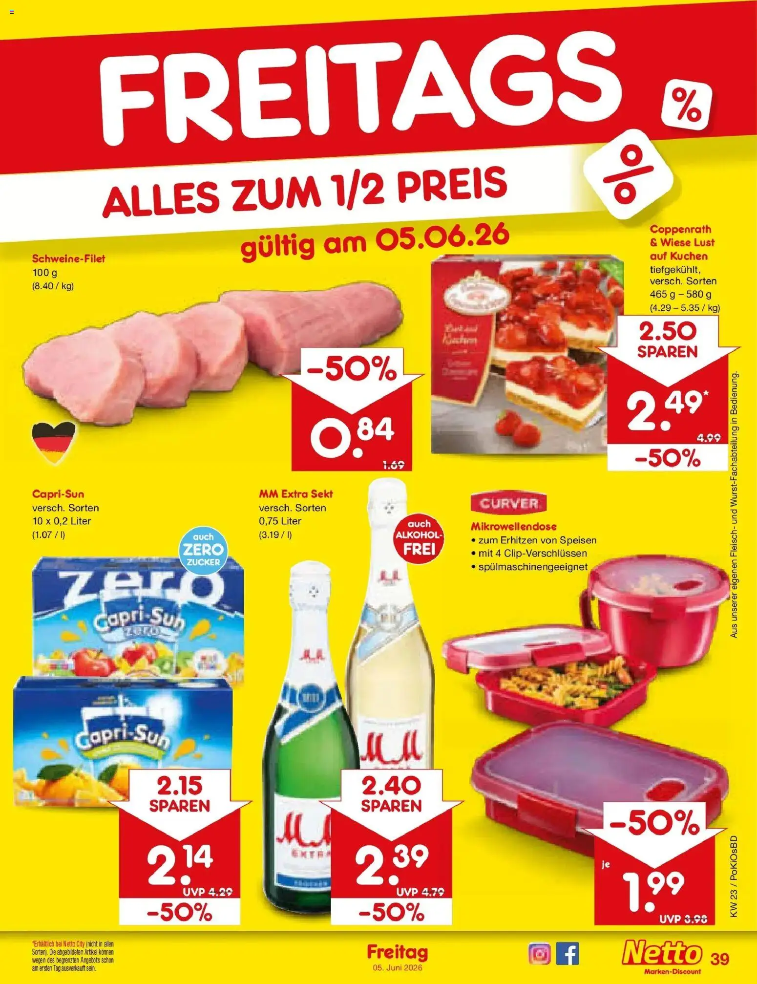 Netto Marken-Discount Prospekt Mistelbach – gültig ab 01.06.2026 | Seite: 55 | Produkte: Capri sun, Schweinefilet, Kuchen, Fleisch