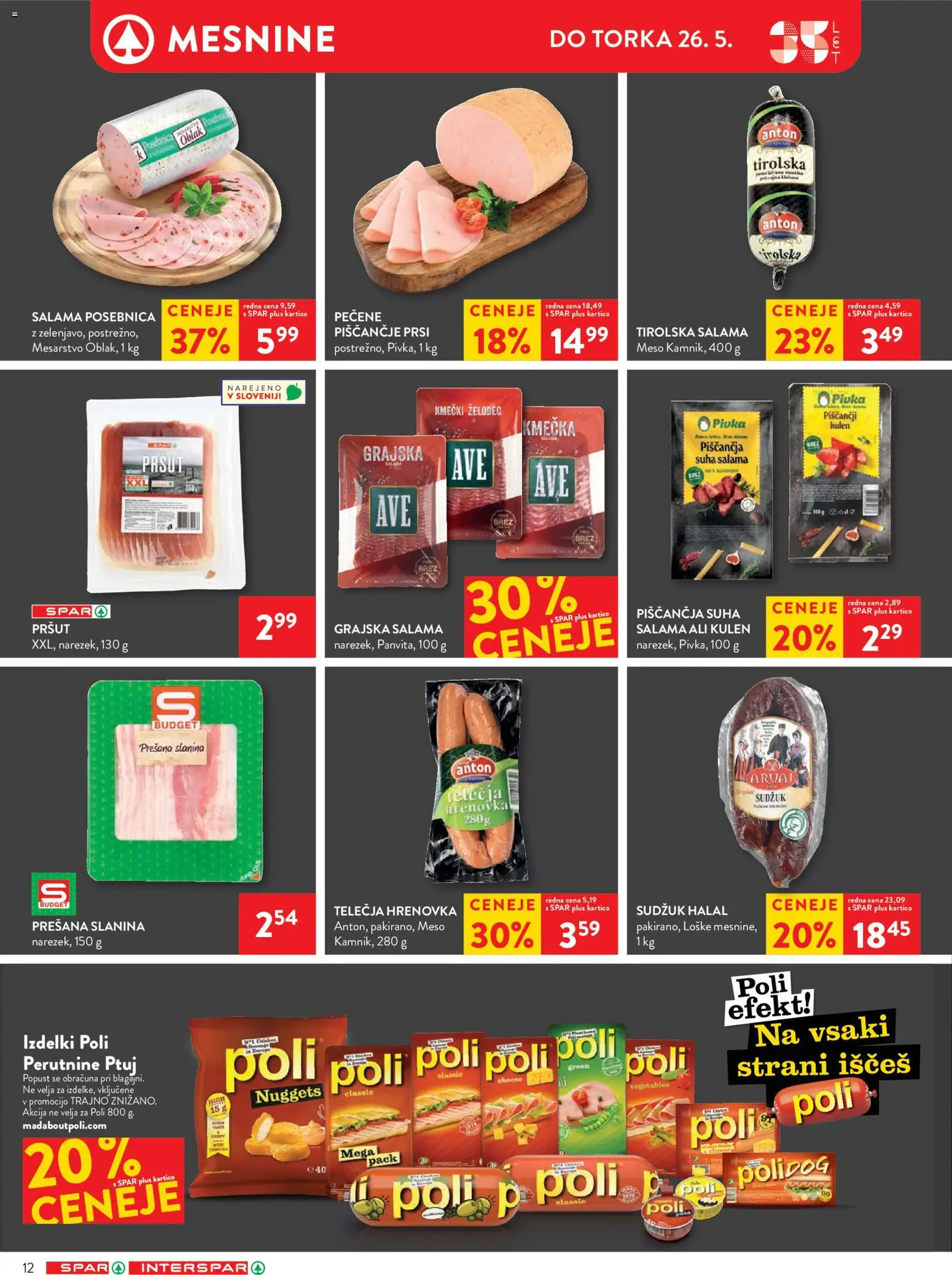 Novi Spar katalog ponudbe – veljaven od 20.05.2026 | Stran: 15 | Izdelki: Pršut, Slanina, Salama