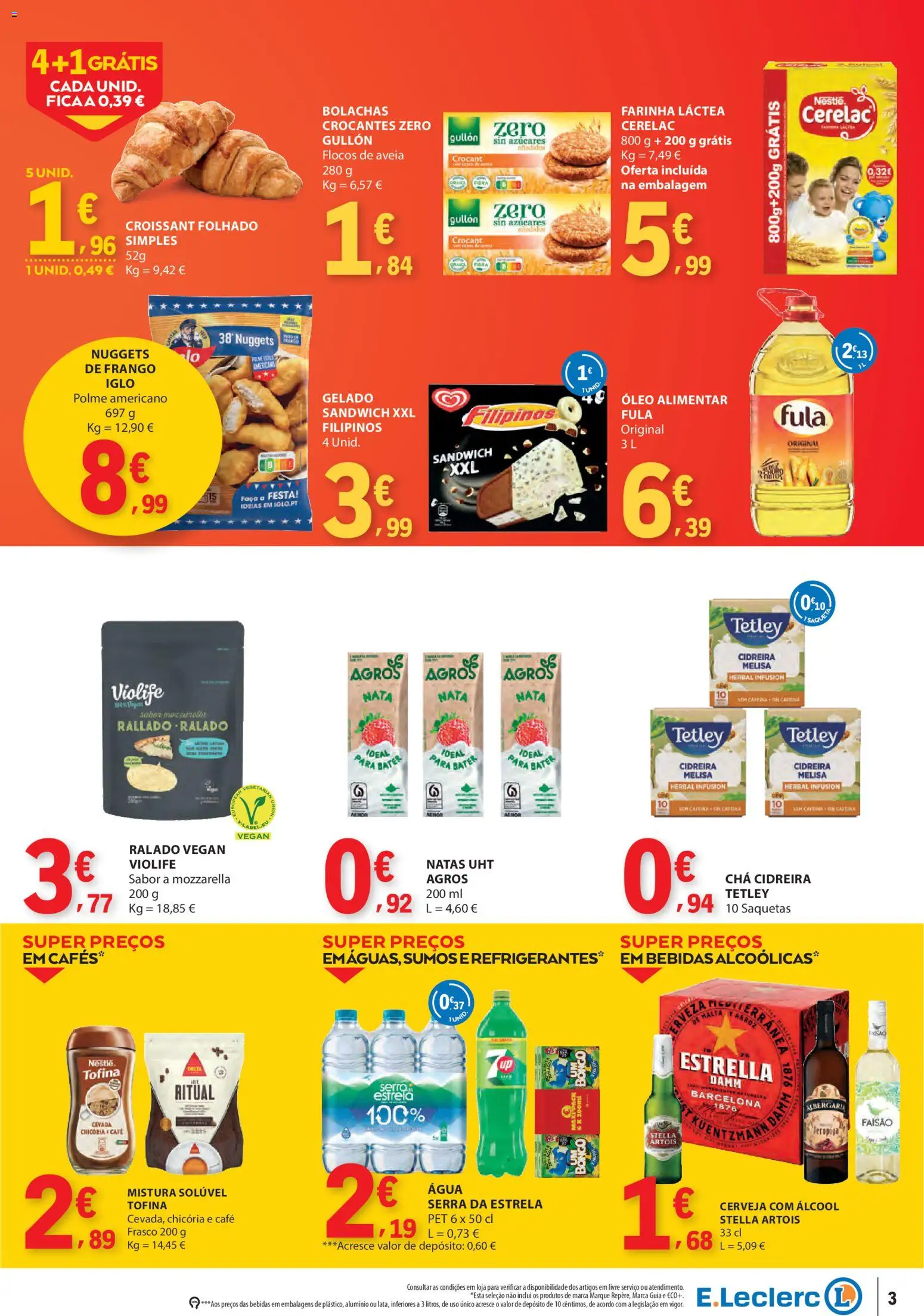 E.Leclerc folheto Fim de Semana │ válido de 09/10/2026 | Página: 3 | Produtos: Farinha láctea, Óleo, Chá, Álcool