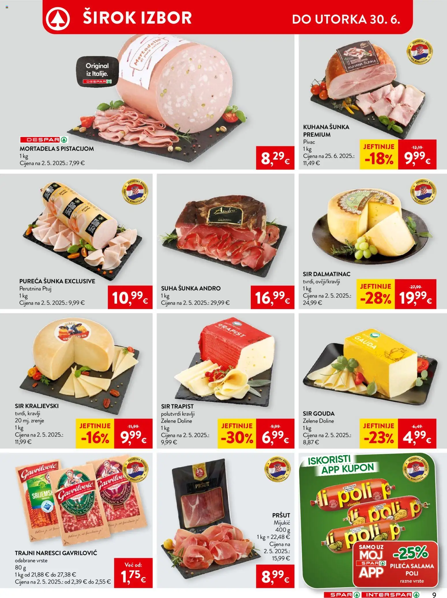 Spar katalog | vrijedi od 24.06.2026 | Stranica: 12 | Proizvodi: Salama, Pršut, Mortadela, Perutnina Ptuj