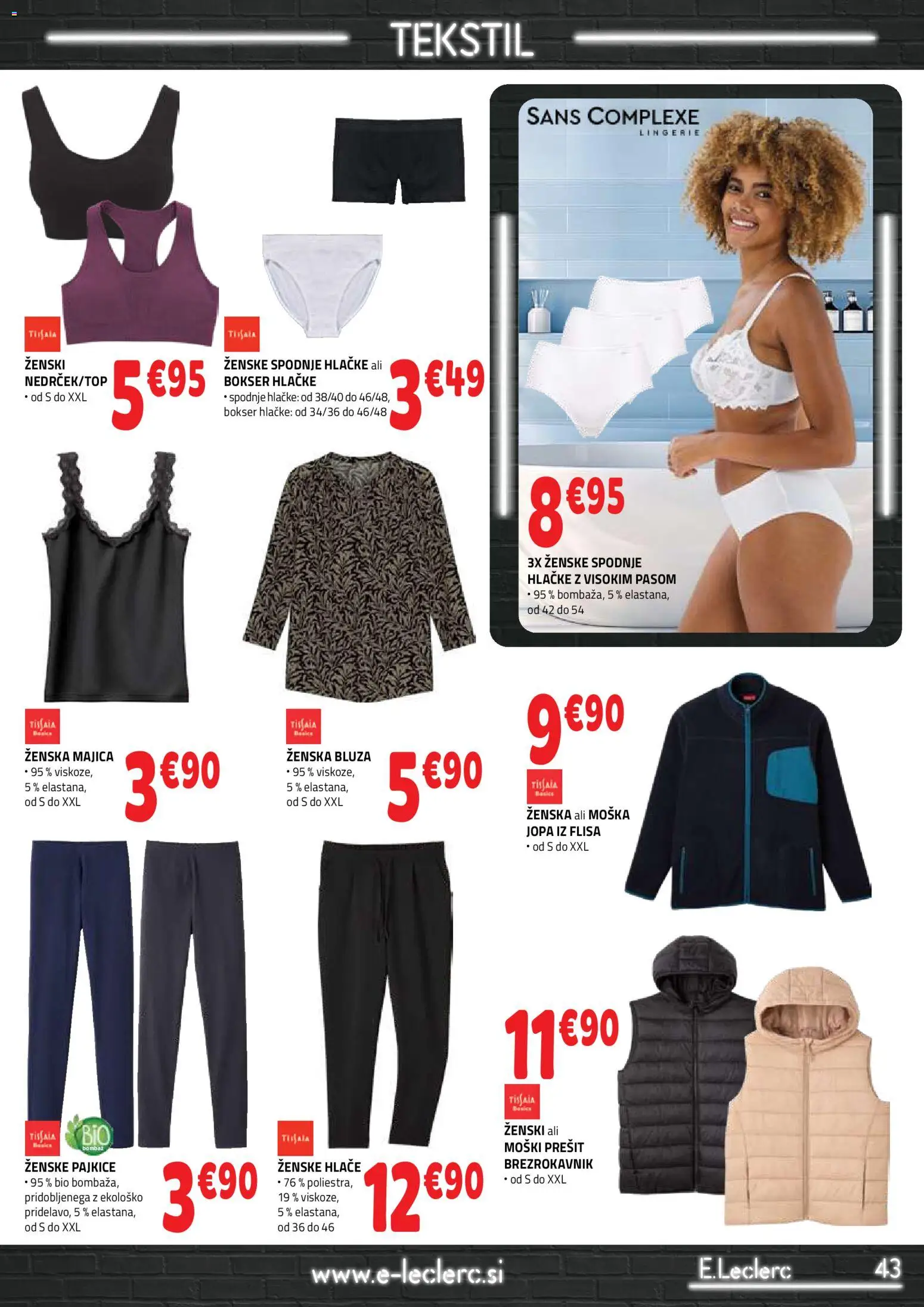 Novi E.leclerc katalog ponudbe – veljaven od 23.09.2026 | Stran: 43 | Izdelki: Majica, Bluza, Brezrokavnik, Hlace