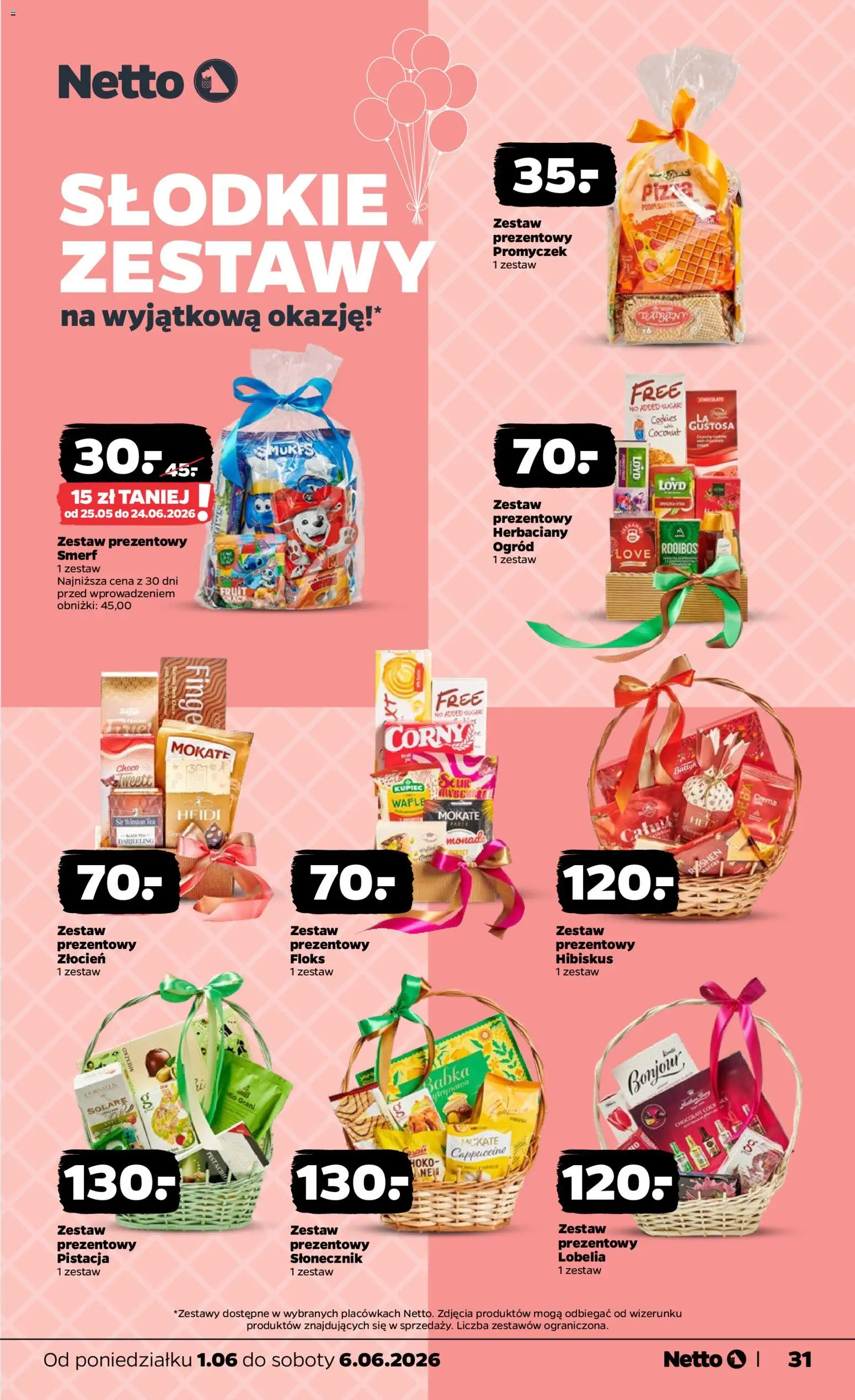 Netto gazetka od poniedziałku spożywcza od 01.06.2026 | Strona: 31 | Produkty: Wafle, Cappuccino, Słonecznik, Babka