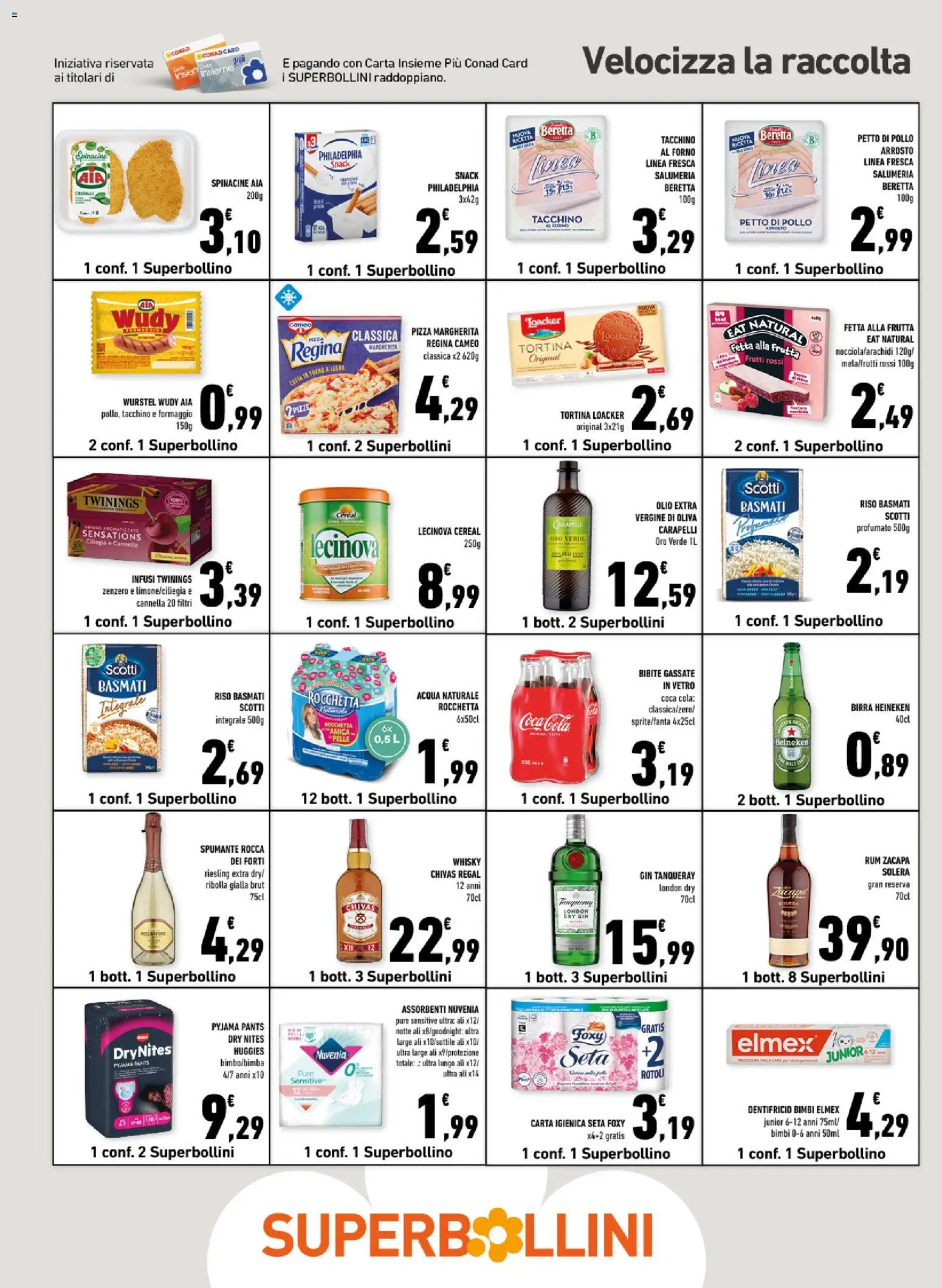 Volantino Conad del 08/10/2026 | Pagina: 14 | Prodotti: Carta igienica, Tacchino, Formaggio, Acqua naturale