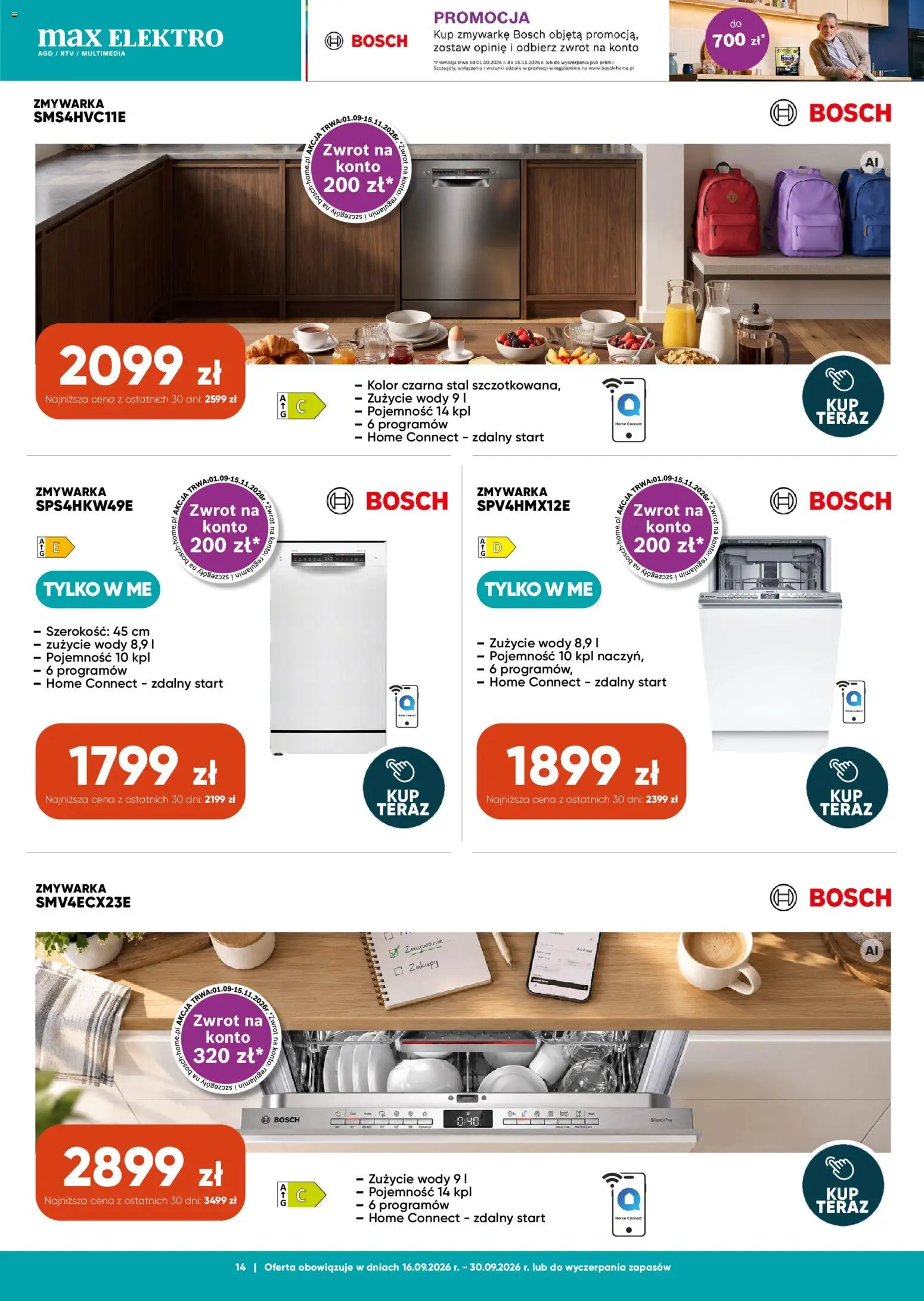 Max elektro gazetka od 16.09.2026 | Strona: 14 | Produkty: Zmywarka, Finish