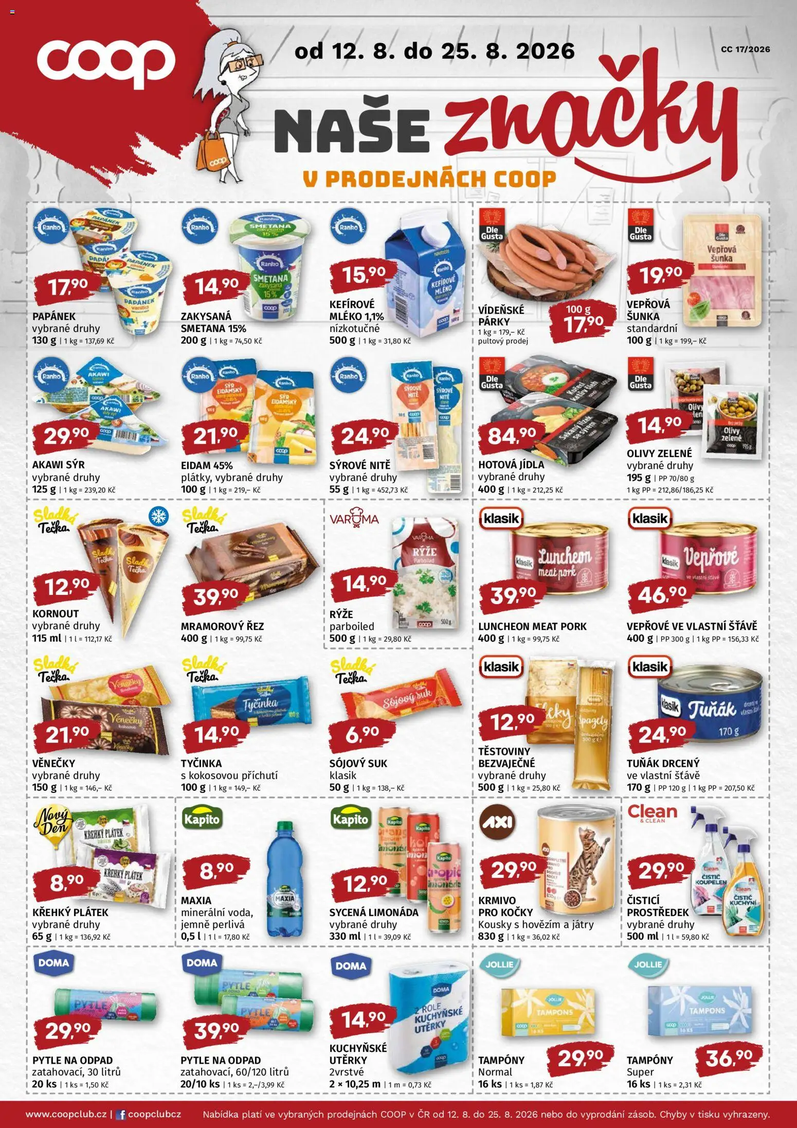 Trefa leták - COOP naše super ceny od 12.08.2026 | Strana: 2 | Produkty: Mléko, Rýže, Špagety, Věnečky