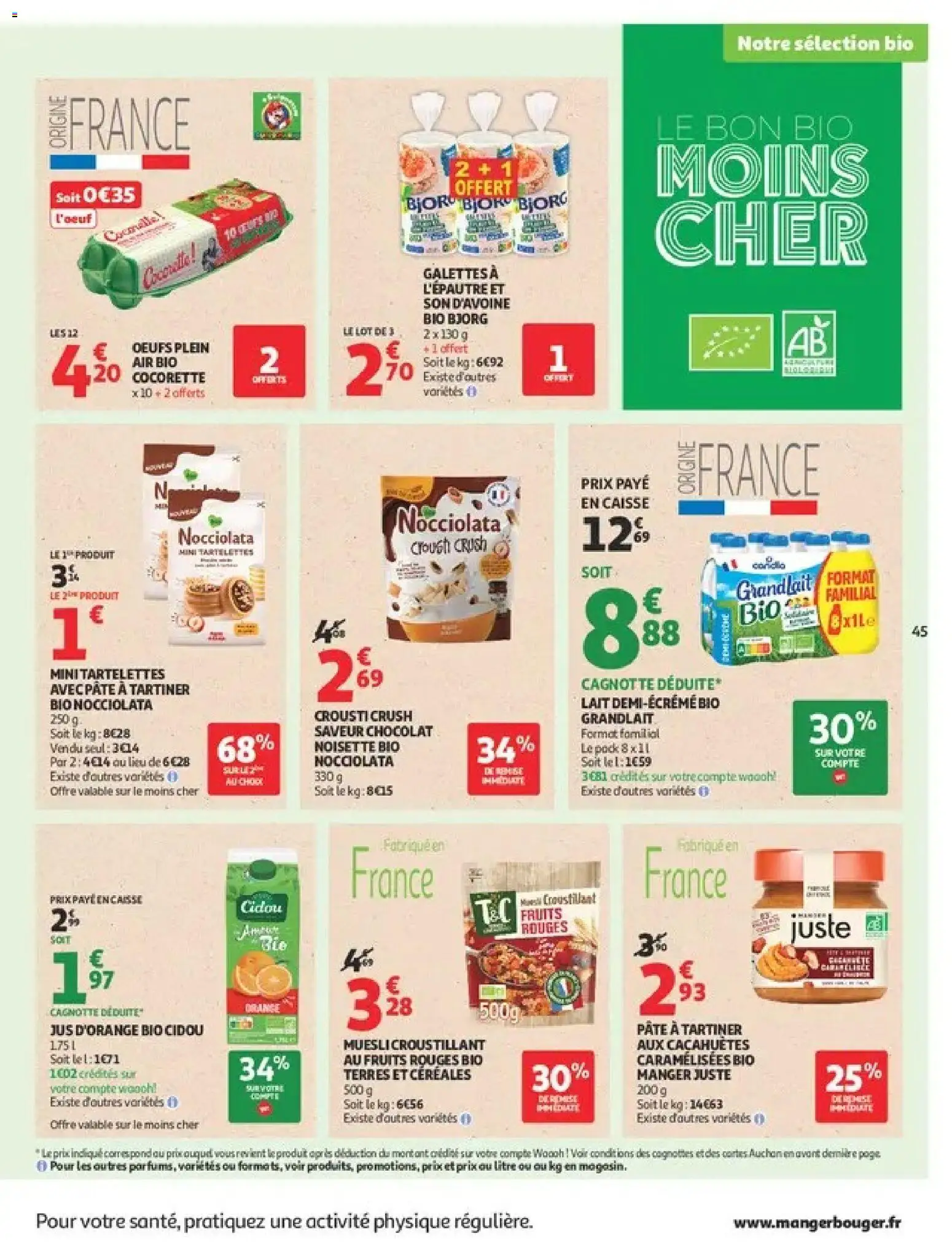 {H1} | Page: 45 | Produits: Muesli, Orange, Pâte à tartiner, Jus