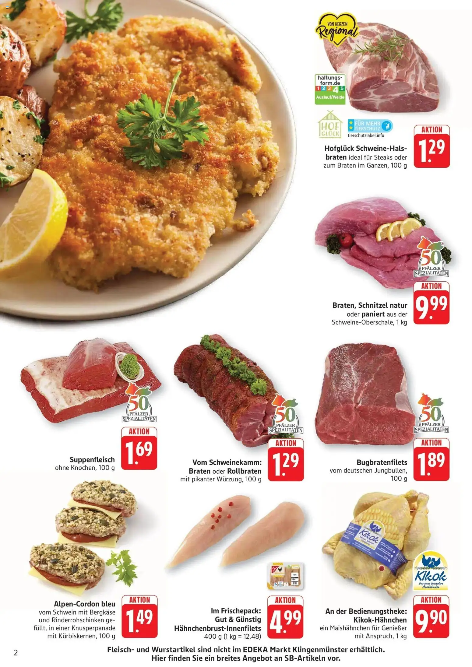 Edeka Prospekt Altrip (ab 19.10.2026) » Angebote Online | Seite: 2 | Produkte: Spezialitäten, Schnitzel, Suppenfleisch, Fleisch