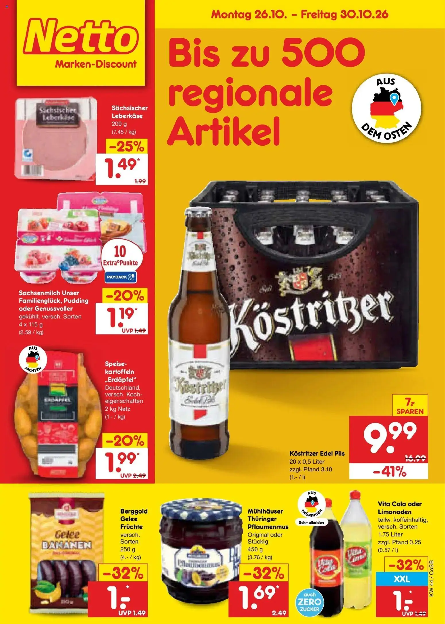Netto Marken-Discount Prospekt Leipzig – gültig ab 26.10.2026 | Seite: 1 | Produkte: Cola, Pils, Pudding, Leberkase