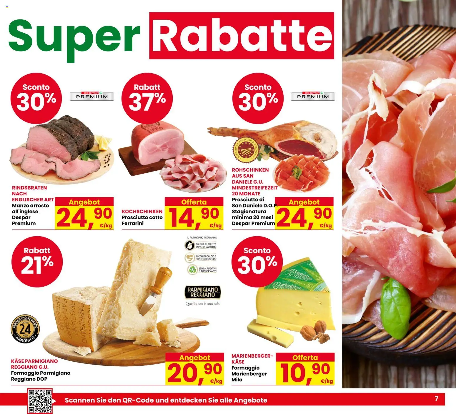 Volantino Eurospar del 03/09/2026 | Pagina: 7 | Prodotti: Manzo, Prosciutto, Parmigiano reggiano, Parmigiano