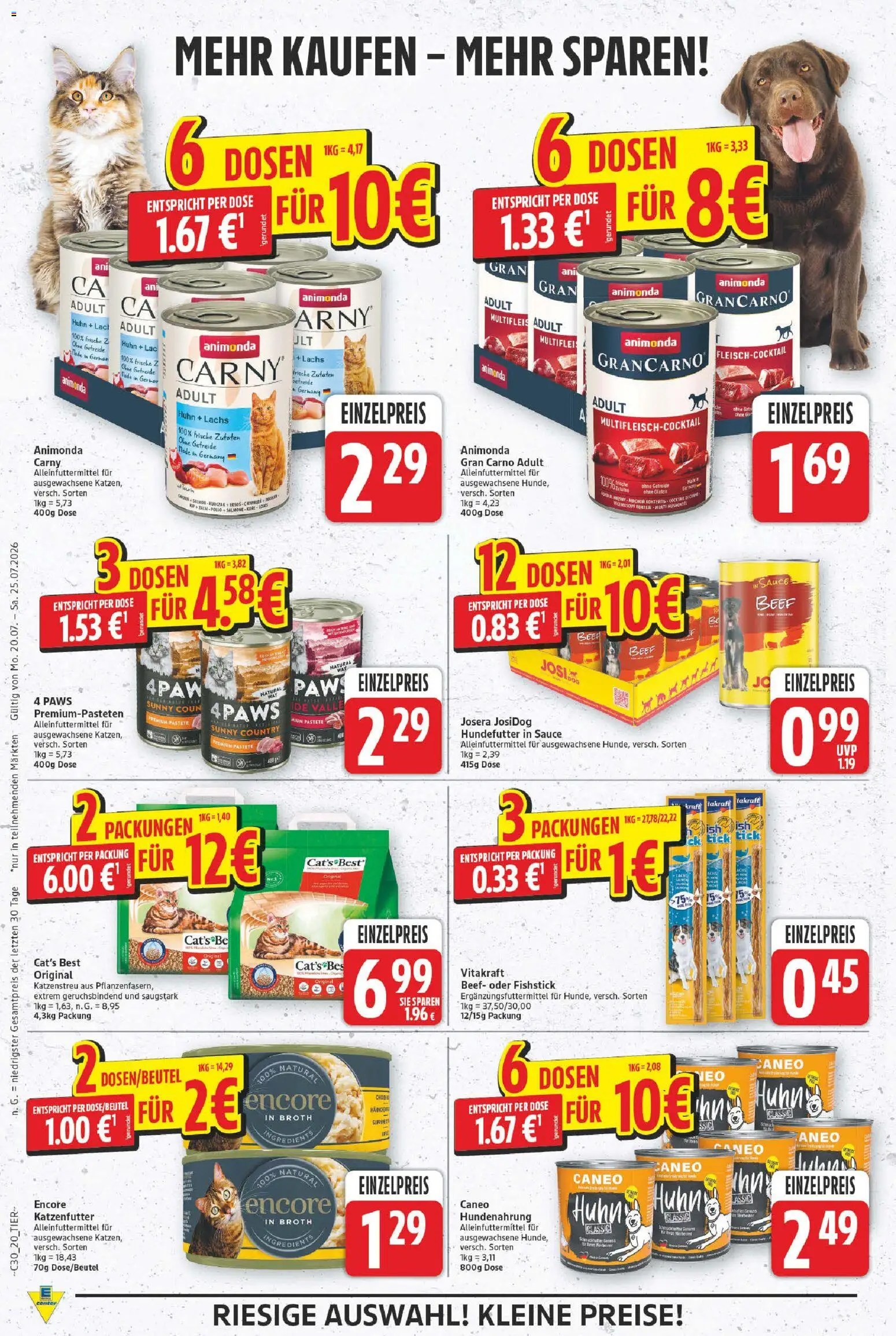 E center Prospekt – gültig ab 20.07.2026 | Seite: 21 | Produkte: Katzenfutter, Lachs, Getreide