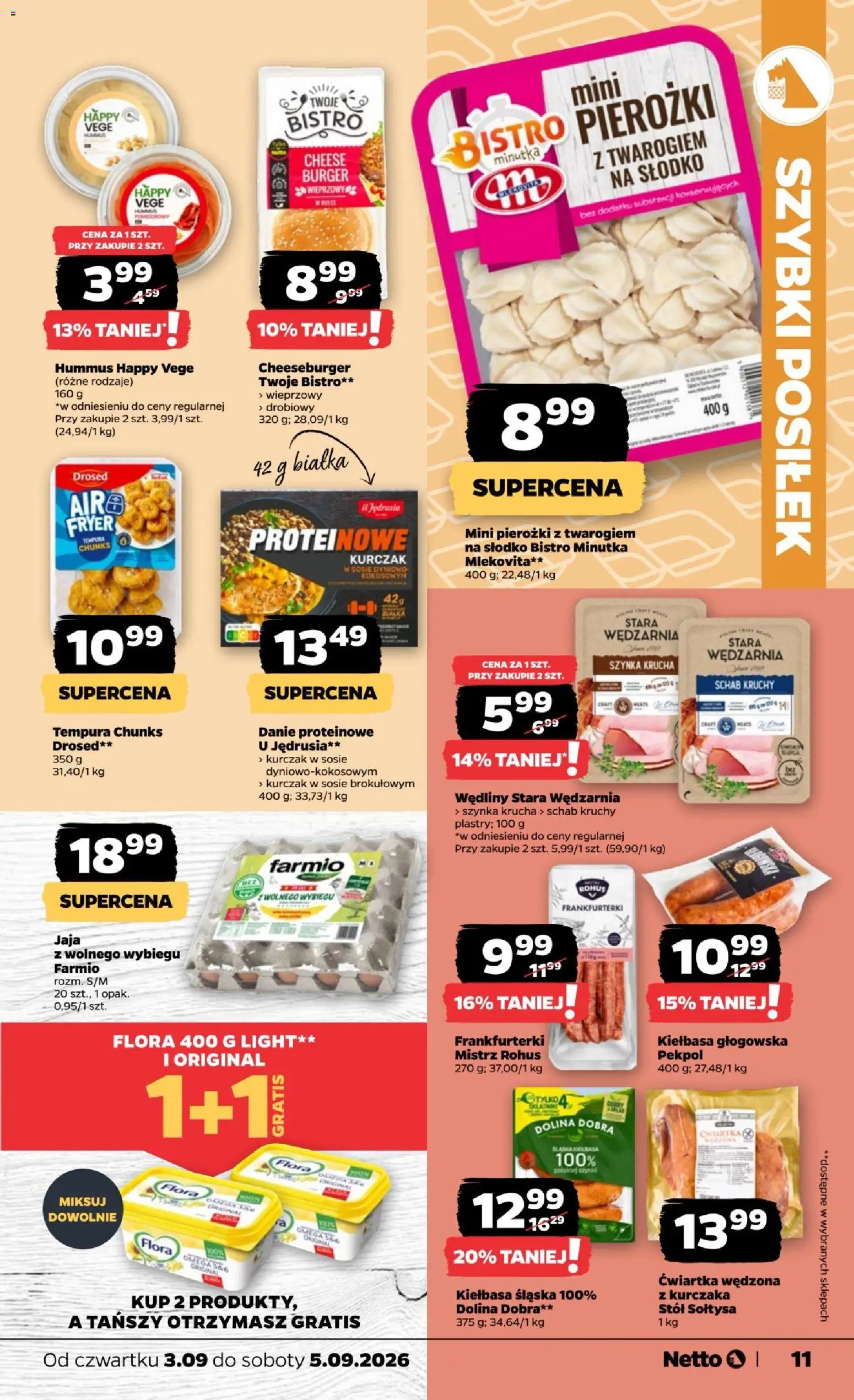 Netto gazetka od czwartku od 03.09.2026 | Strona: 11 | Produkty: Tempura, Schab, Stół, Omega