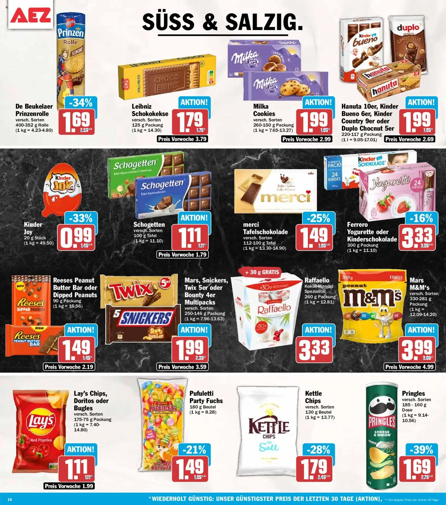 AEZ Prospekt – gültig ab 20.07.2026 | Seite: 14 | Produkte: Milka, Kinder riegel, Mars, Twix