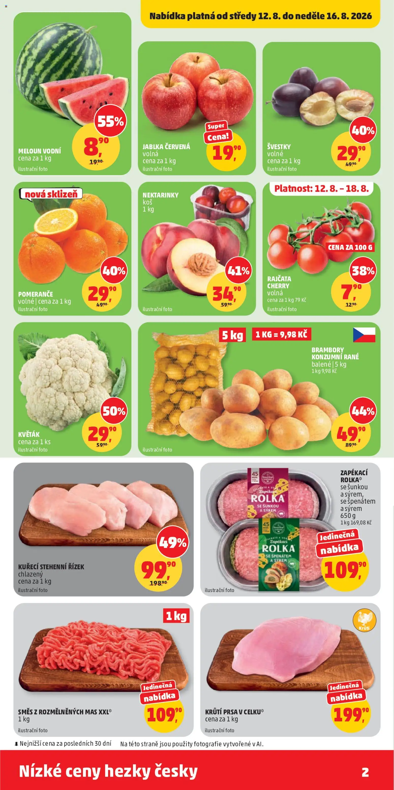 Penny Market leták od 12.08.2026 | Strana: 2 | Produkty: Květák, Nektarinky, Brambory, Meloun vodní