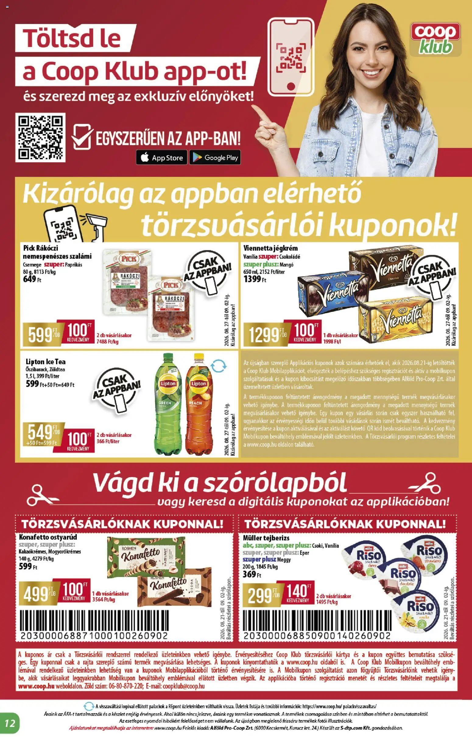 COOP akciós ujság - amely érvényes a következő dátumtól: 2026.08.27. | Oldal: 12 | Termékek: Nemespenészes szalámi, Lé, Tea, Eper