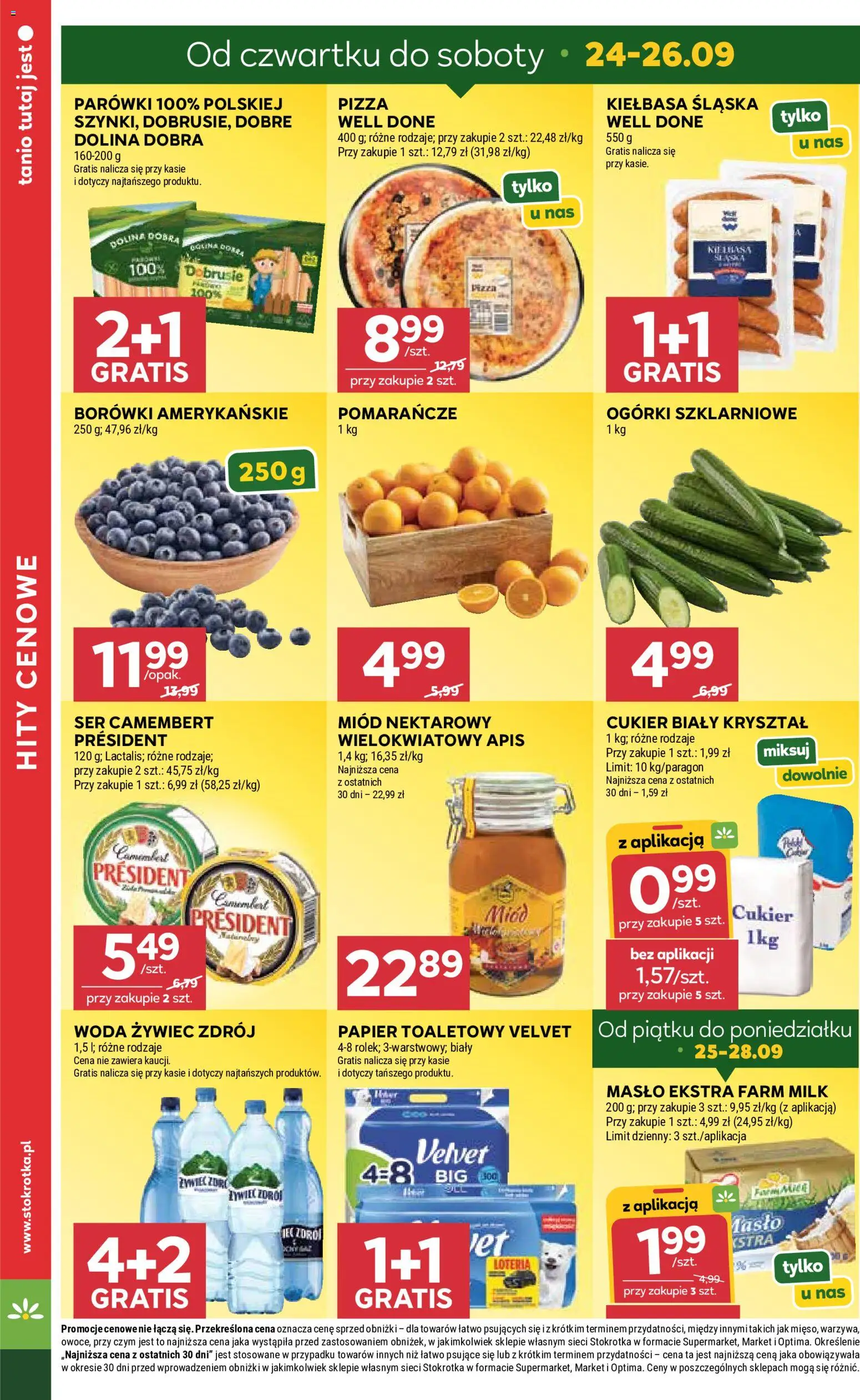 Stokrotka gazetka - Market od 24.09.2026 | Strona: 2 | Produkty: Borówki, Masło, Pomarańcze, Ogórki