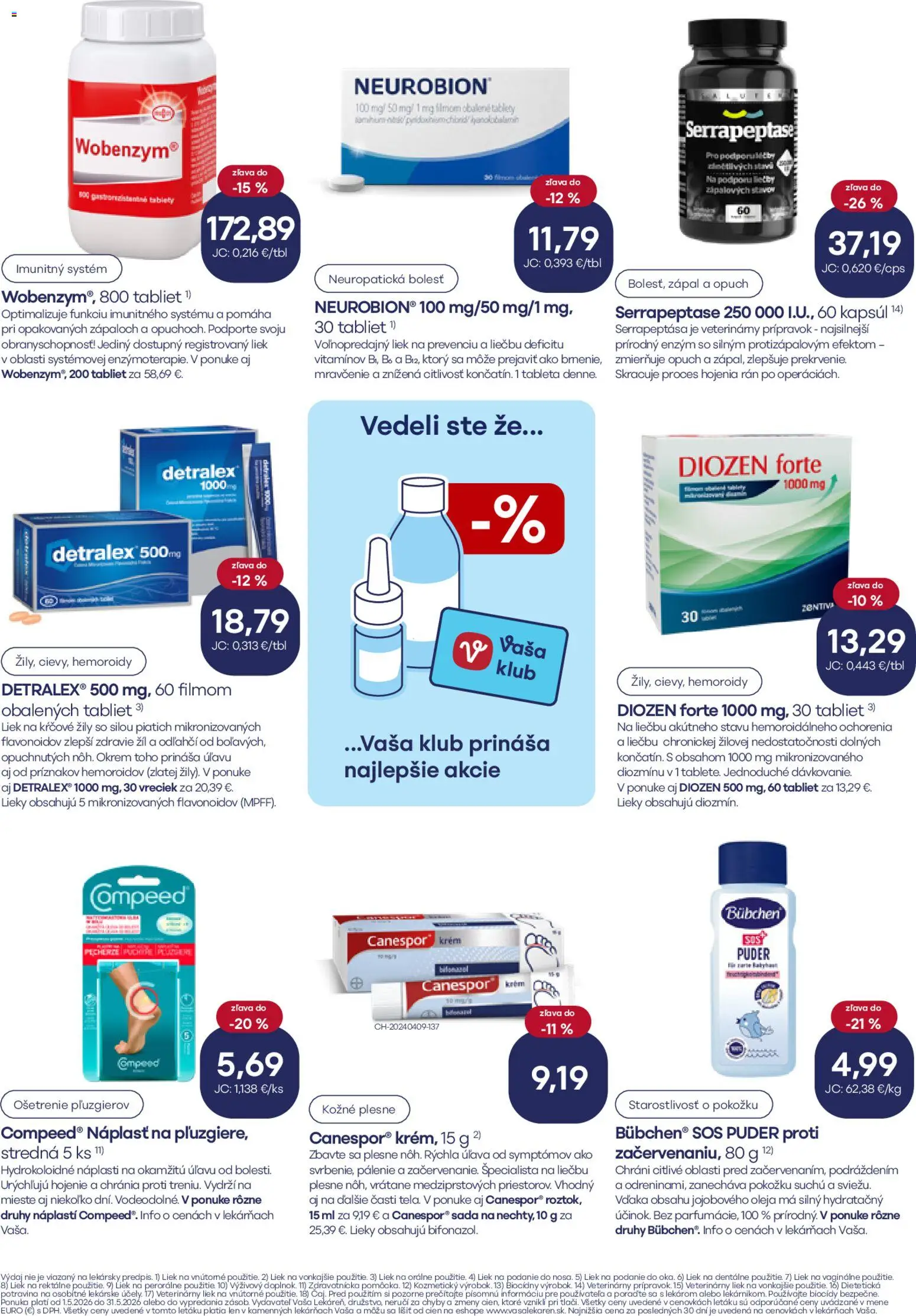 Nové Vaša lekáreň akcie – leták je platný od 01.05.2026 | Strana: 6 | Produkty: Detralex, Púder, Krém