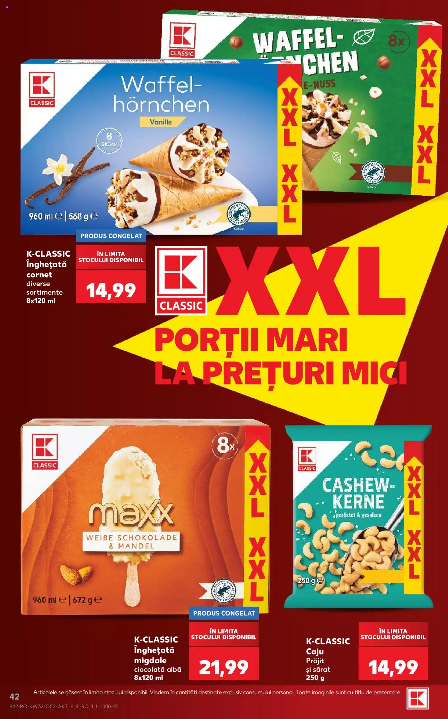 Noul catalog Kaufland – valabil de la 05.08.2026 | Pagină: 42 | Produse: Mici, Migdale, Ciocolată, Înghețată