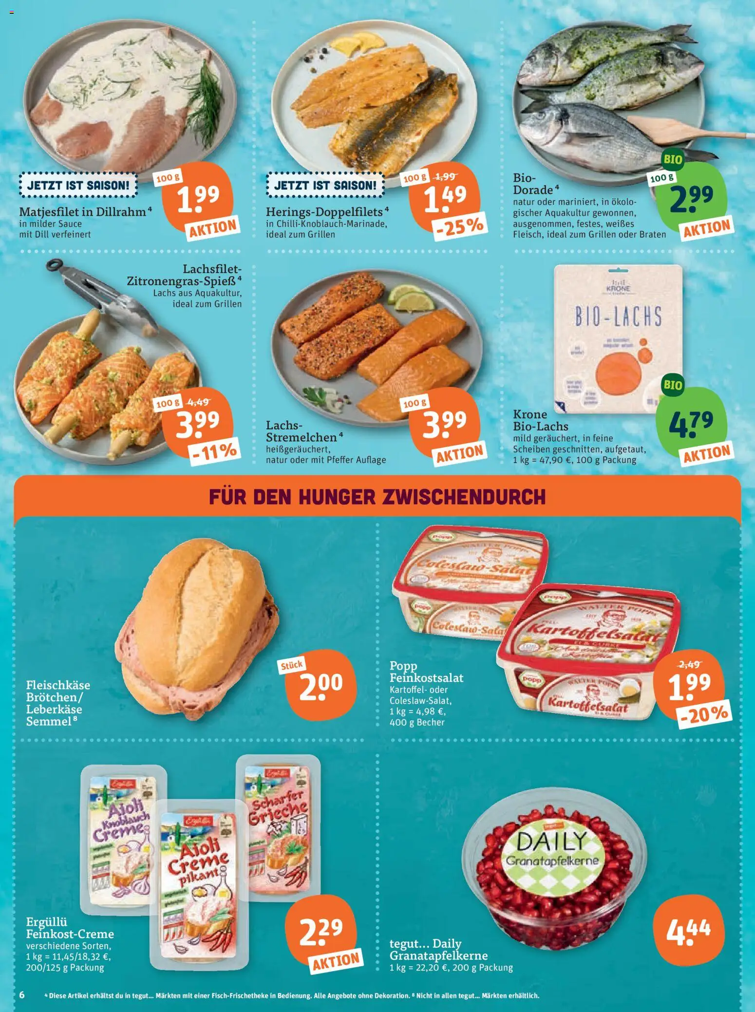 Tegut Prospekt – gültig ab 12.06.2026 | Seite: 8 | Produkte: Dorade, Lachs, Dill, Leberkase