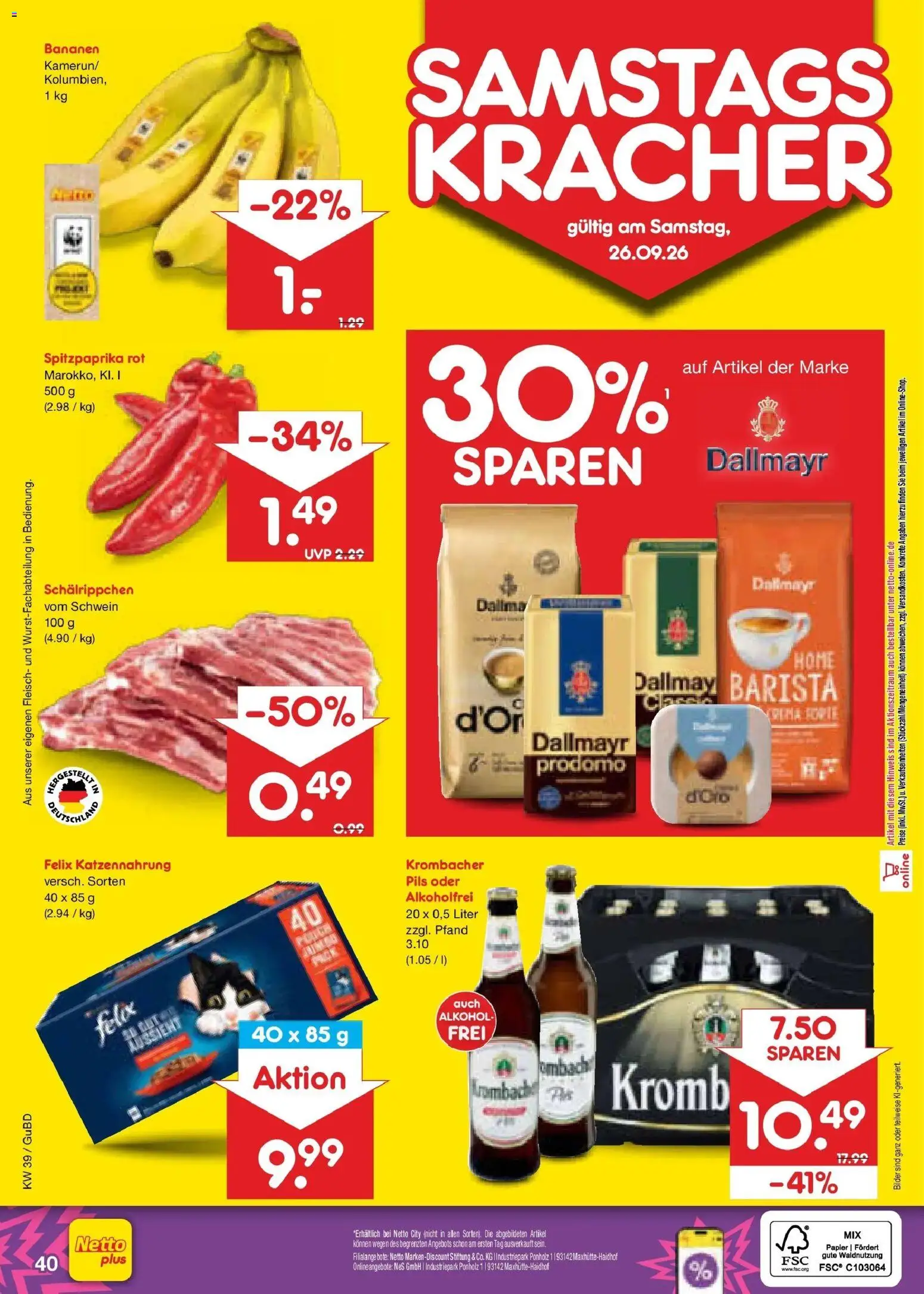 Netto Marken-Discount Prospekt Augustusburg – gültig ab 21.09.2026 | Seite: 56 | Produkte: Dallmayr, Alkohol, Krombacher, Fleisch
